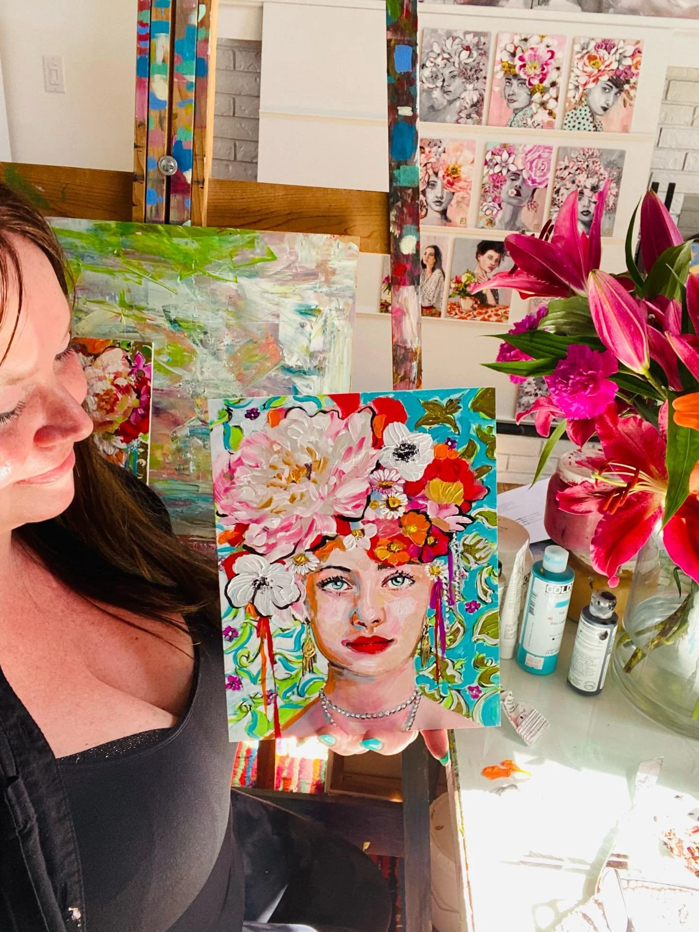 Why do I paint portraits of girls/women from my imagination?

It&rsquo;s the moment I meet them&mdash;
when a face becomes a character,
a feeling turns into a personality,
and I get to explore who they are. 
This is when I add the details of the
beau