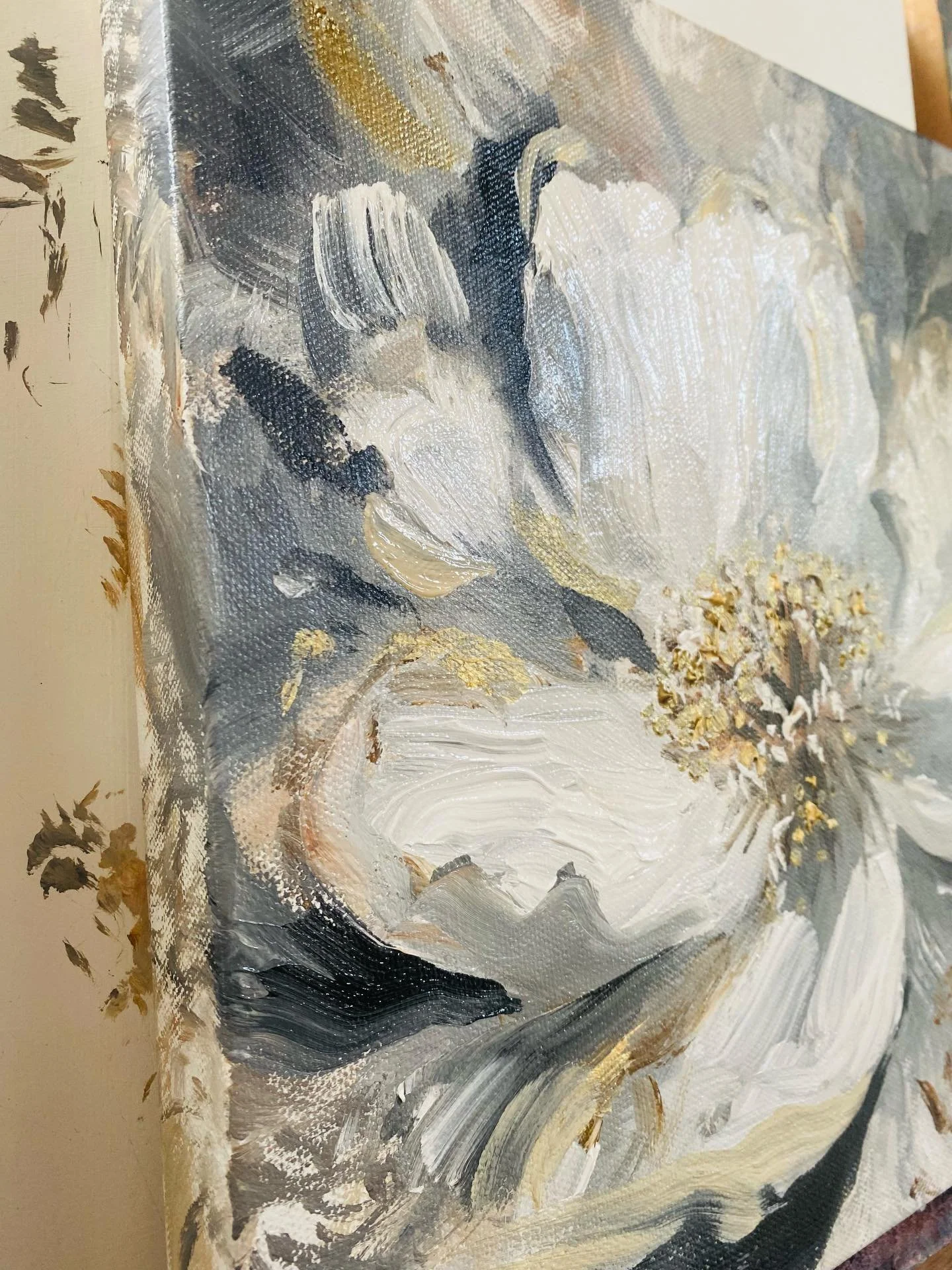 Adding kisses of gold to a painting feels like turning silence into something sacred.