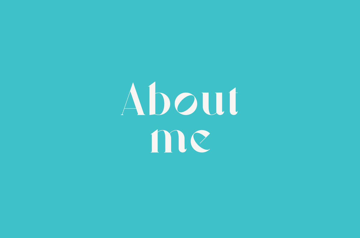 Online 'About Me' section with a light blue background and white text. A button to find out more about Zoe Phillimore