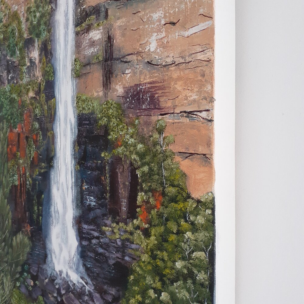 Carry On - original oil painting landscape stream waterfalls woods nature  forest flowers trees rocks water canvas paintings home living decor wall art