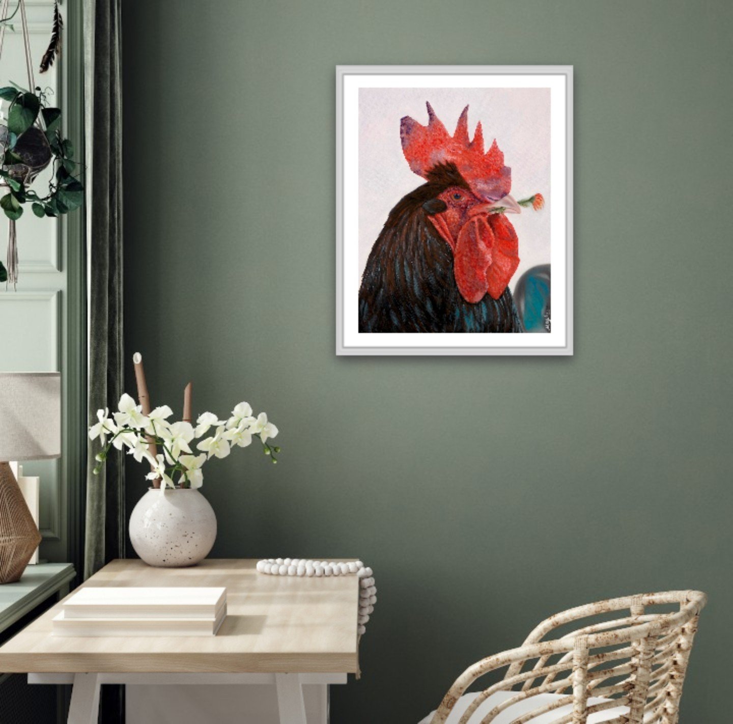 Rooster wall art.