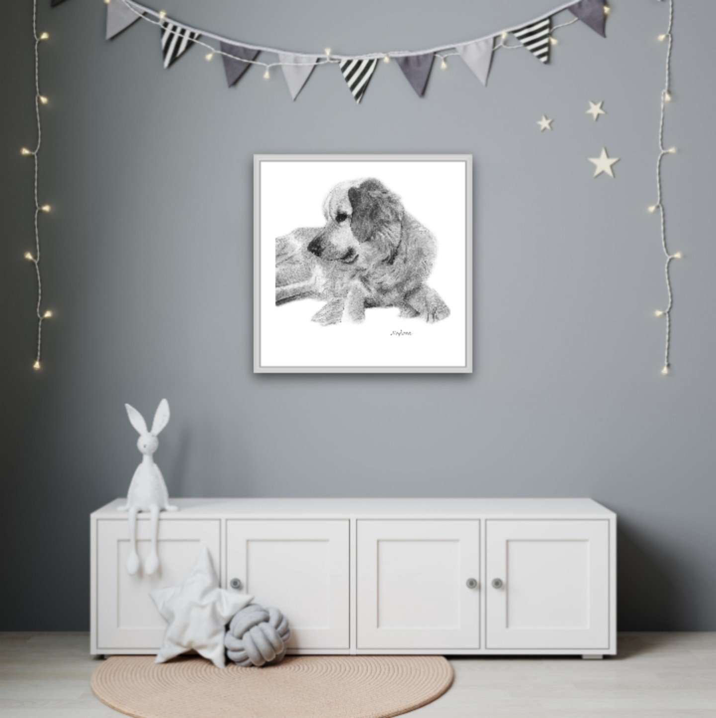 Black and White Dog Wall Art