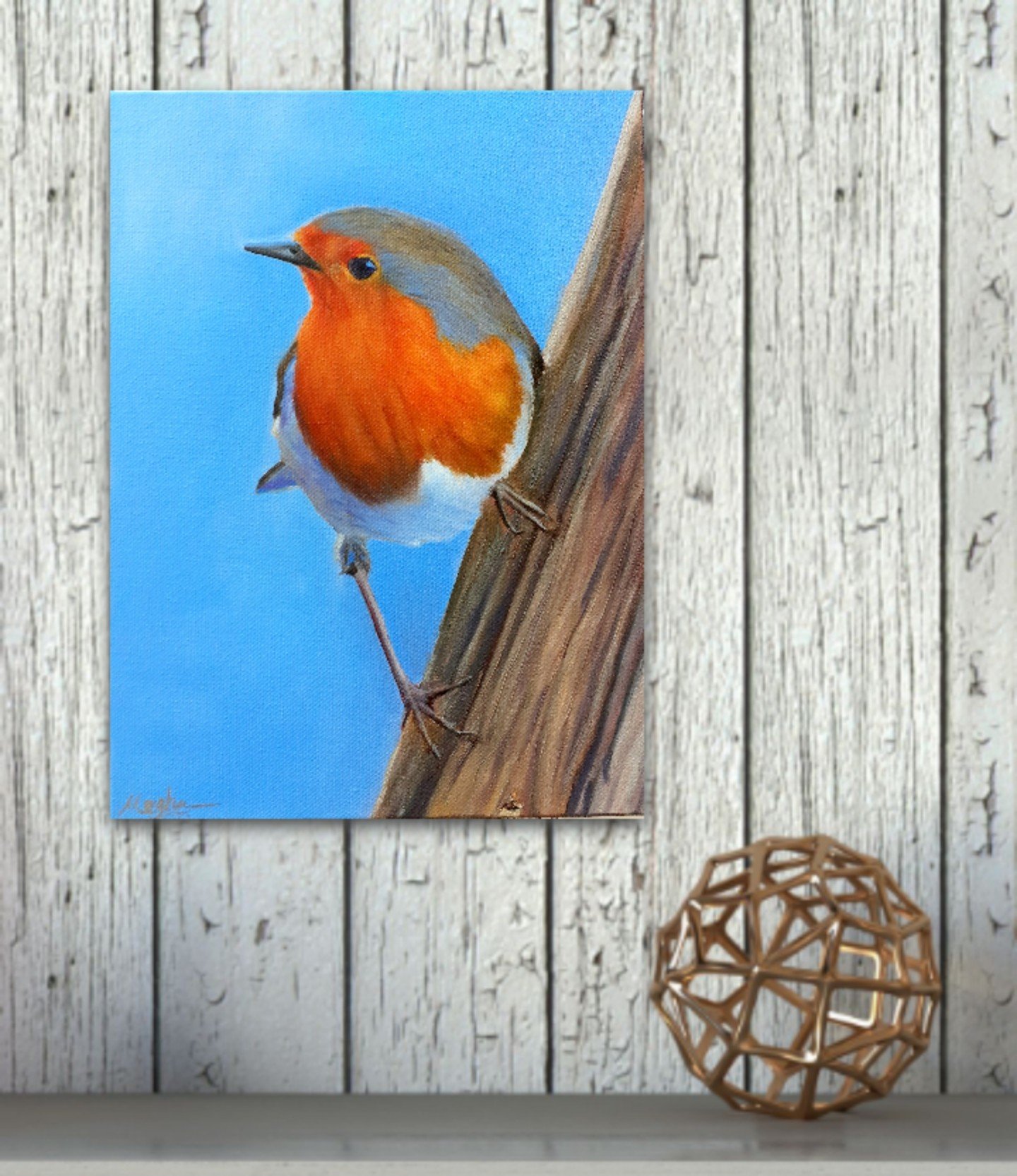 Robin oil painting.