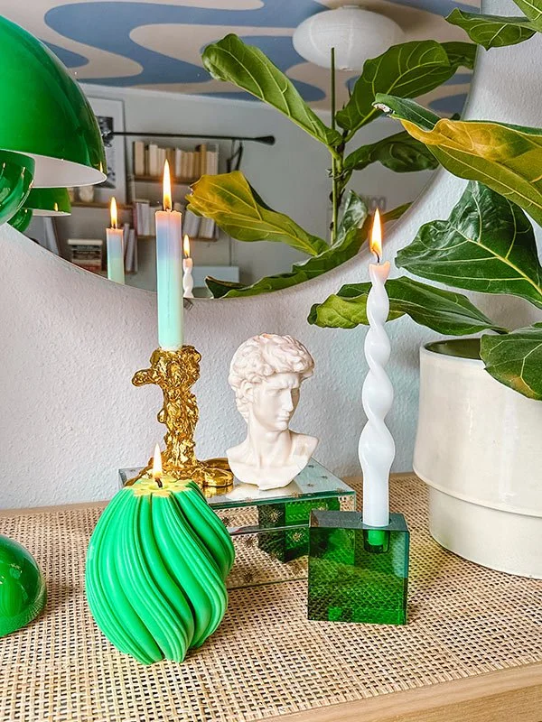 pastel decor green candle