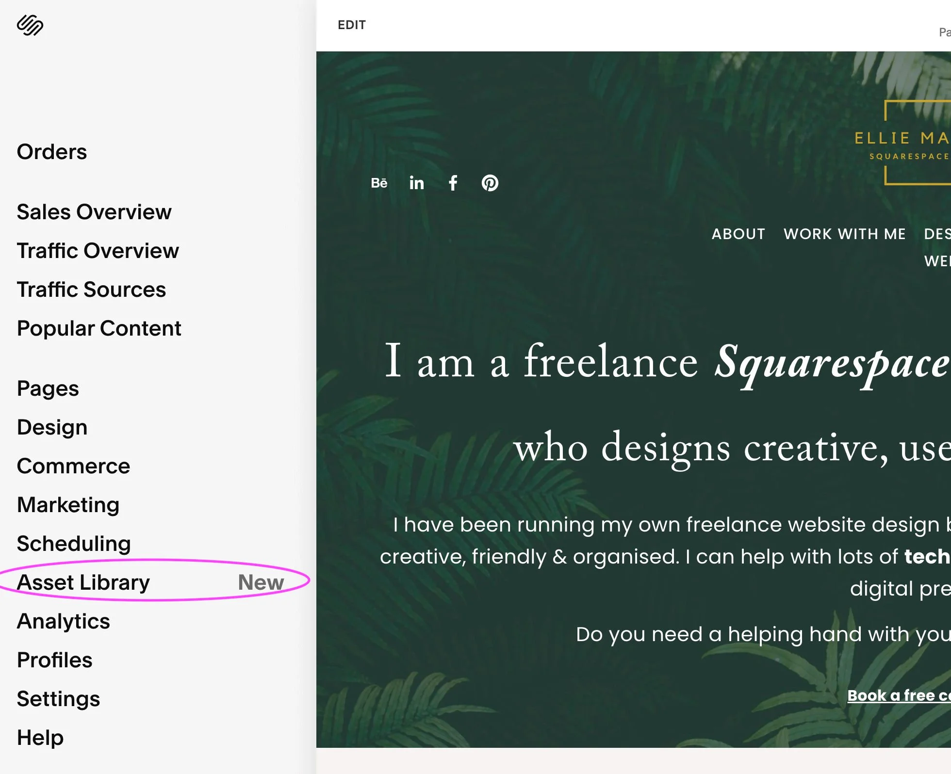 Squarespace Asset Library Link