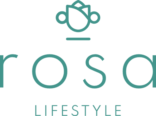 Rosa Lifestyle logo with minimalist floral design above the text.