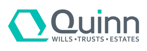 Logo with hexagon and text "Quinn Wills Trusts Estates"