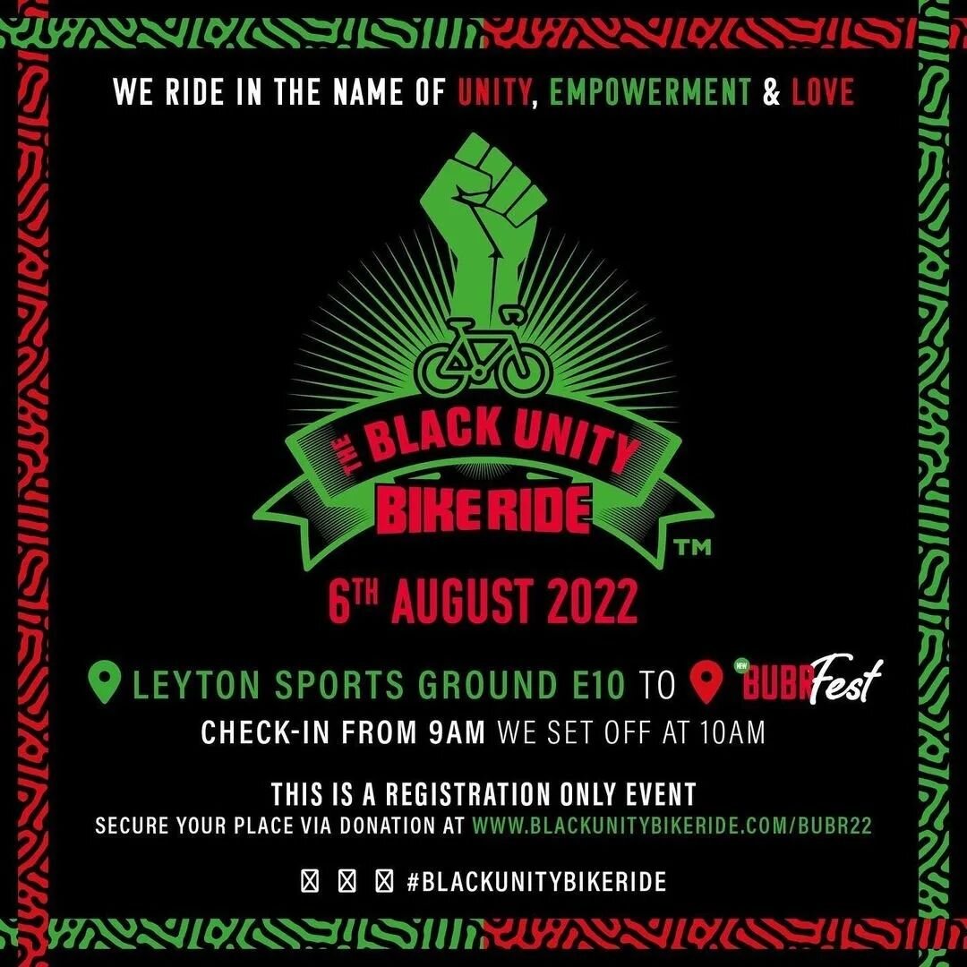 Reposted from @blackunitybikeride 

BUBR 2022 IS BACK, SAVE THE DATE &amp; GET YOUR TICKET - 6th AUGUST! 

This year is going to be even bigger and better than before, as we&rsquo;re introducing our first BUBR Fest in partnership with @blackeatsldn P