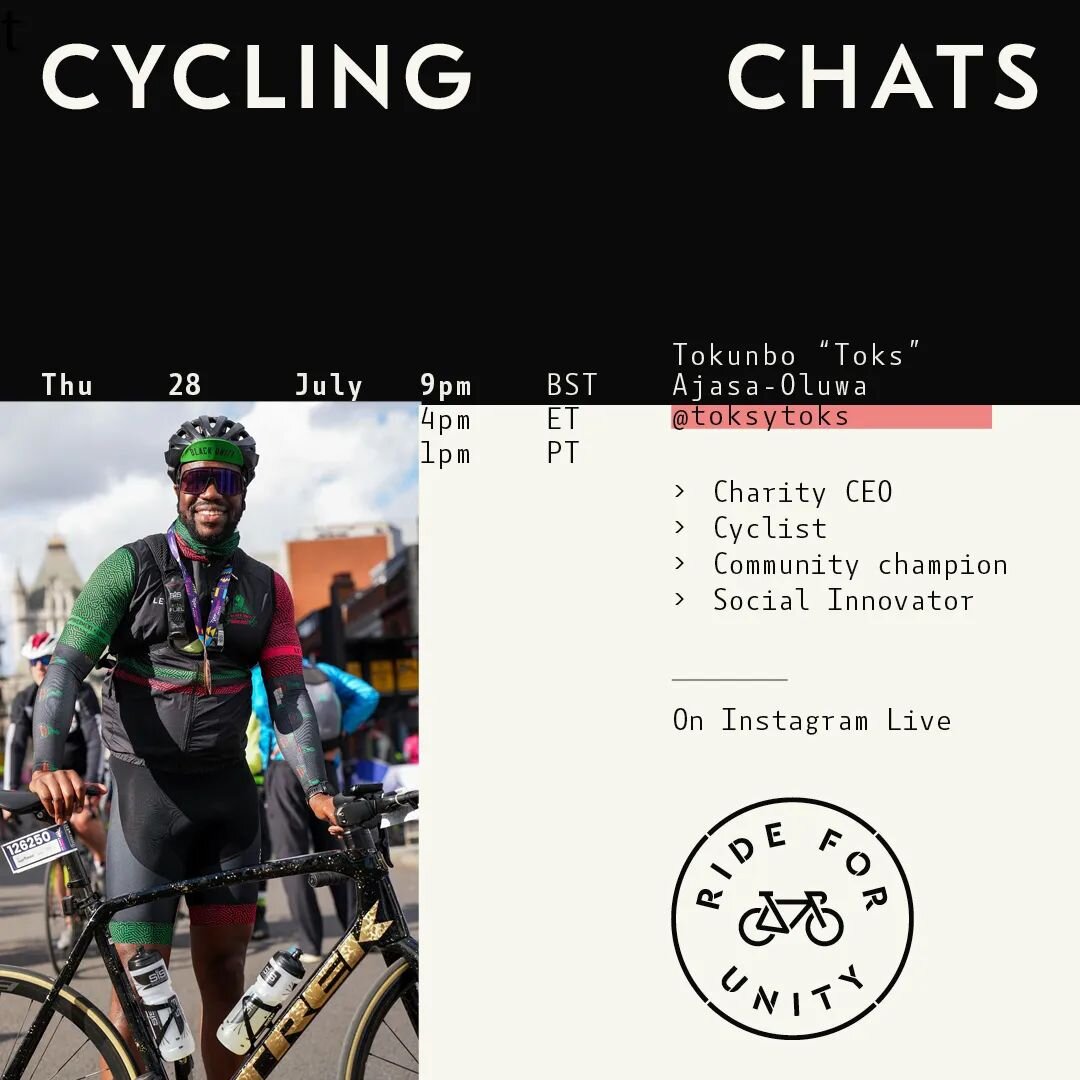 This Thursday 28th July at 9pm...

Join me here live as Toks @toksytoks,  founder @blackunitybikeride catch up on the incredible ride planned for the 6th AUGUST as well as other exciting developments!! 

You don't want to miss this! 
.
.
#togetherwer