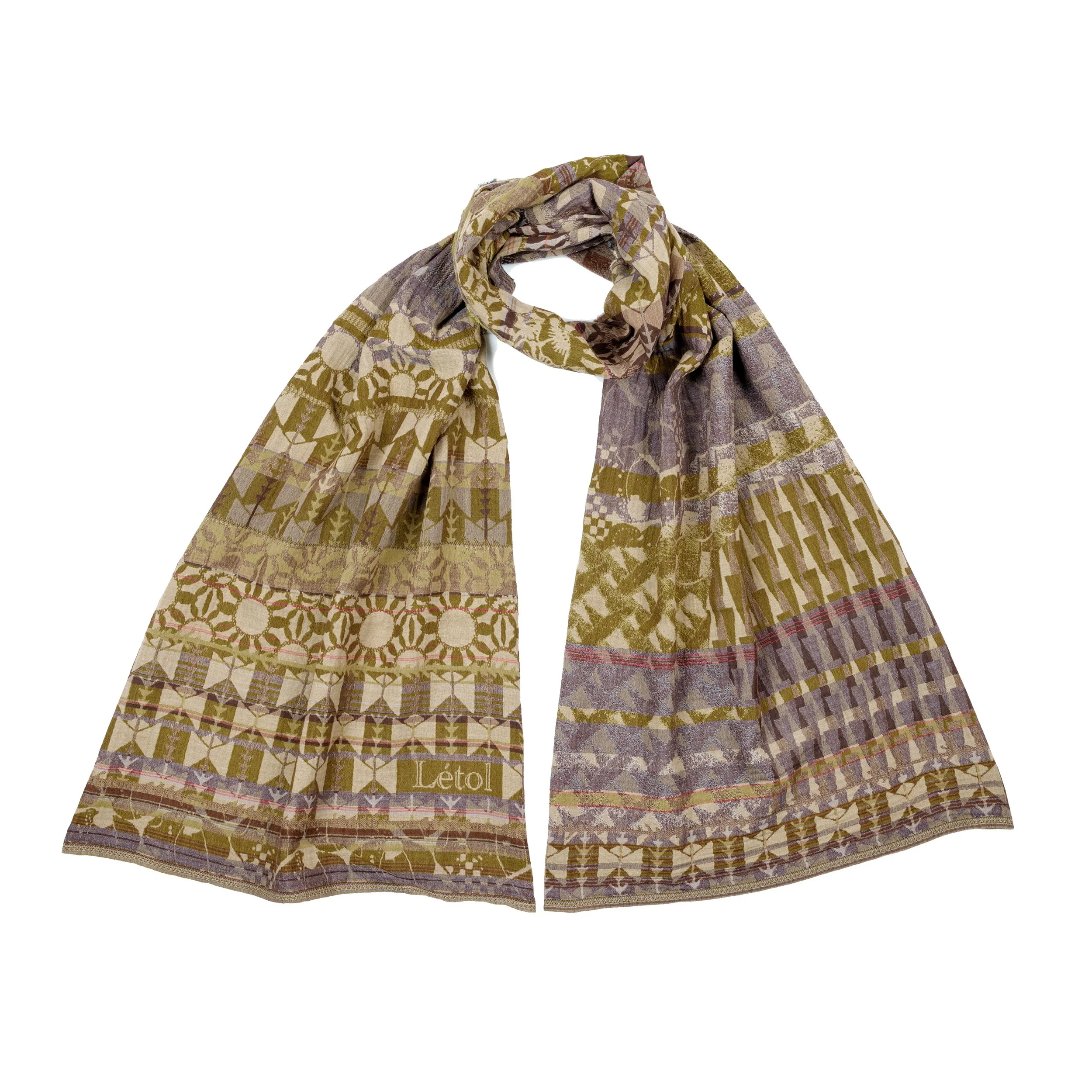 CÔME K04 AMBRE SOURIS (Grey & Honey) - Létol Organic Cotton Scarf, Made in France - Fall 2026 Novelty