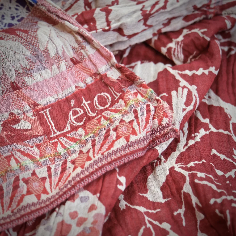 Eliette 201 Rouge Chantilly - Létol Organic Cotton Scarf, Made in
