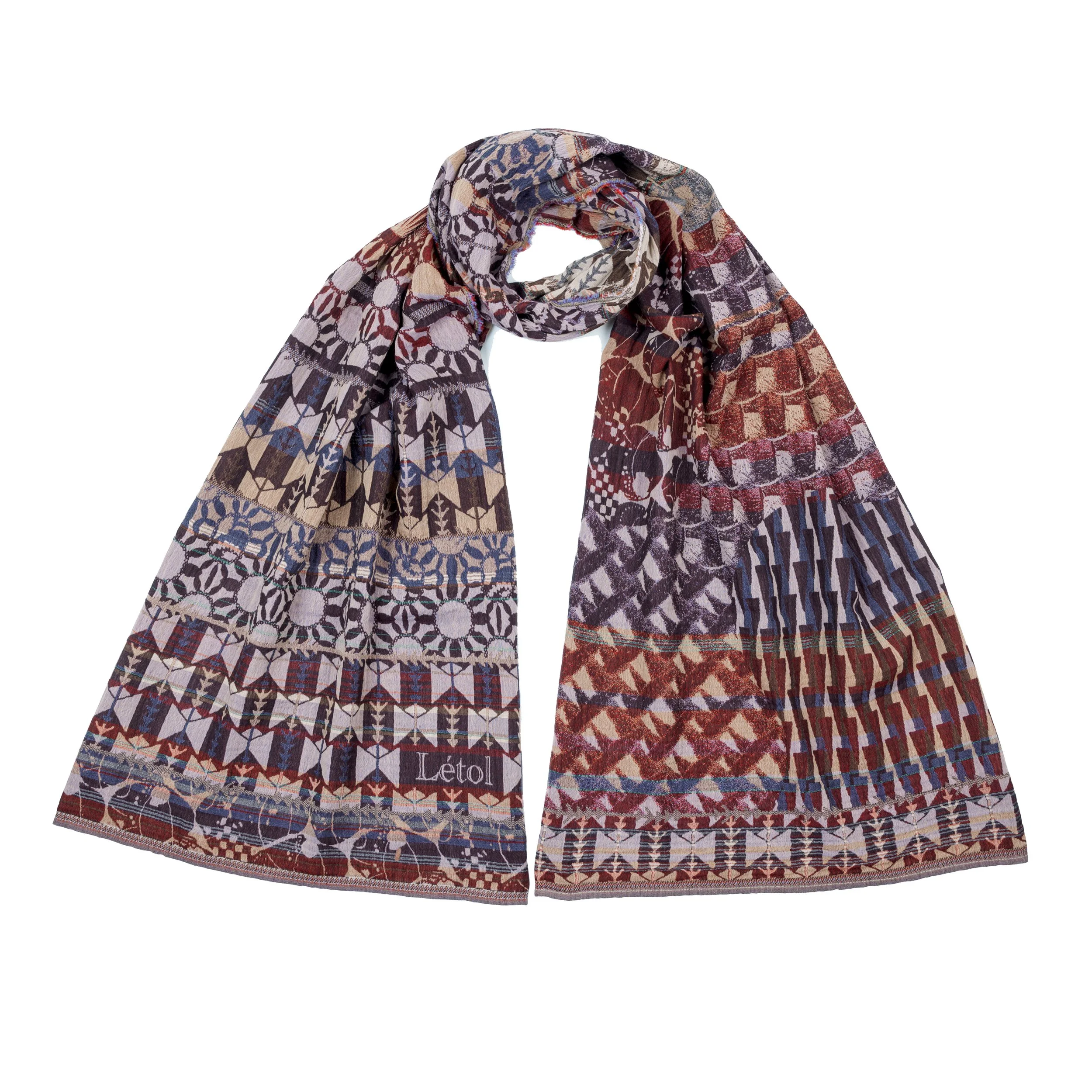 CÔME 1 CASSIS (Berries) - Létol Organic Cotton Scarf, Made in France - Fall 2026 Novelty