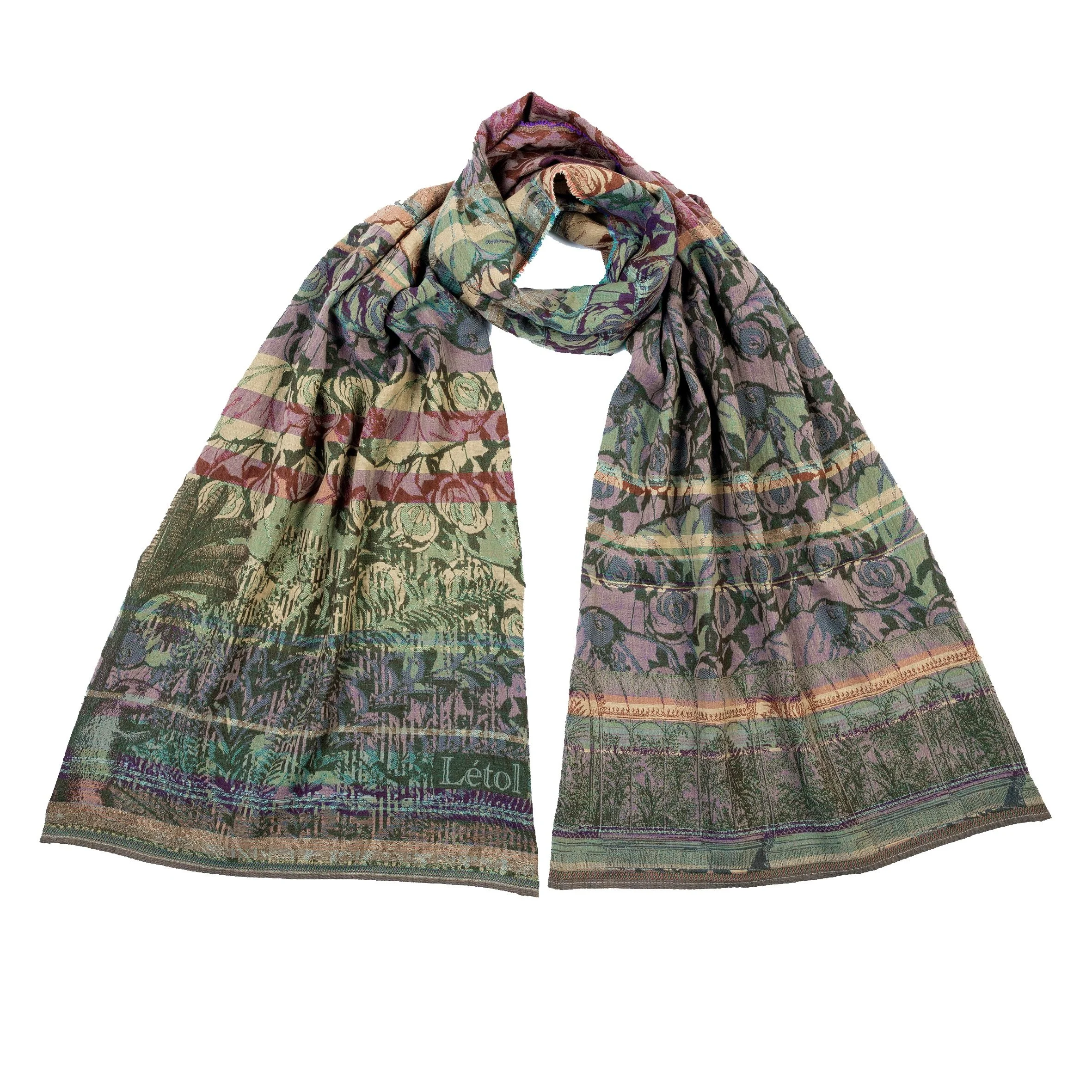 SERENA K01 EMERAUDE MAUVE - Létol Organic Cotton Scarf - Made in France - Fall/Winter 2025
