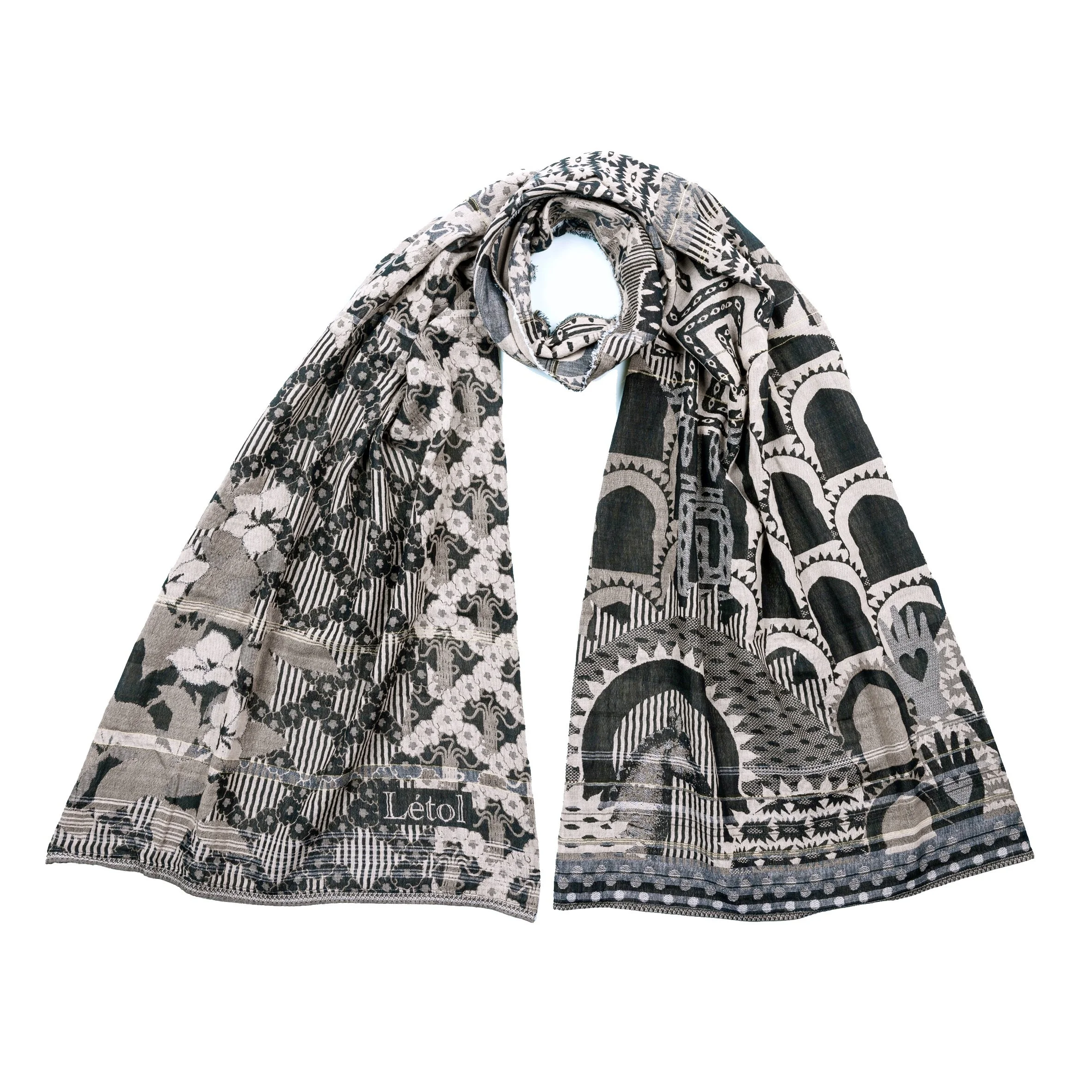 JASMINE 3 NERO - Létol Organic Cotton Scarf - Made in France - NEW STYLE for Spring 2026