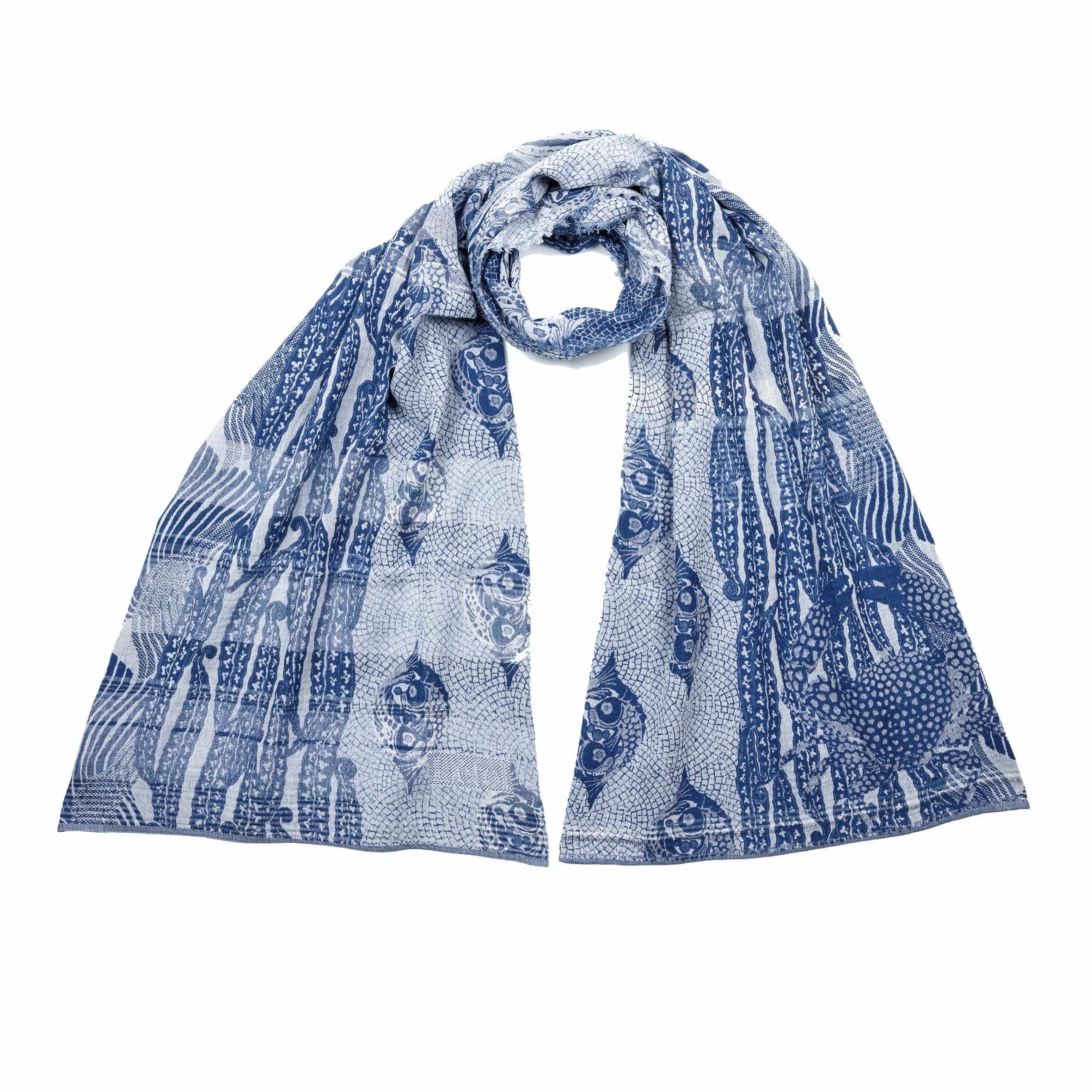 ARIEL 401 SIRENE BLUE - Létol Organic Cotton Scarf - Made in France - NEW STYLE for Spring 2026