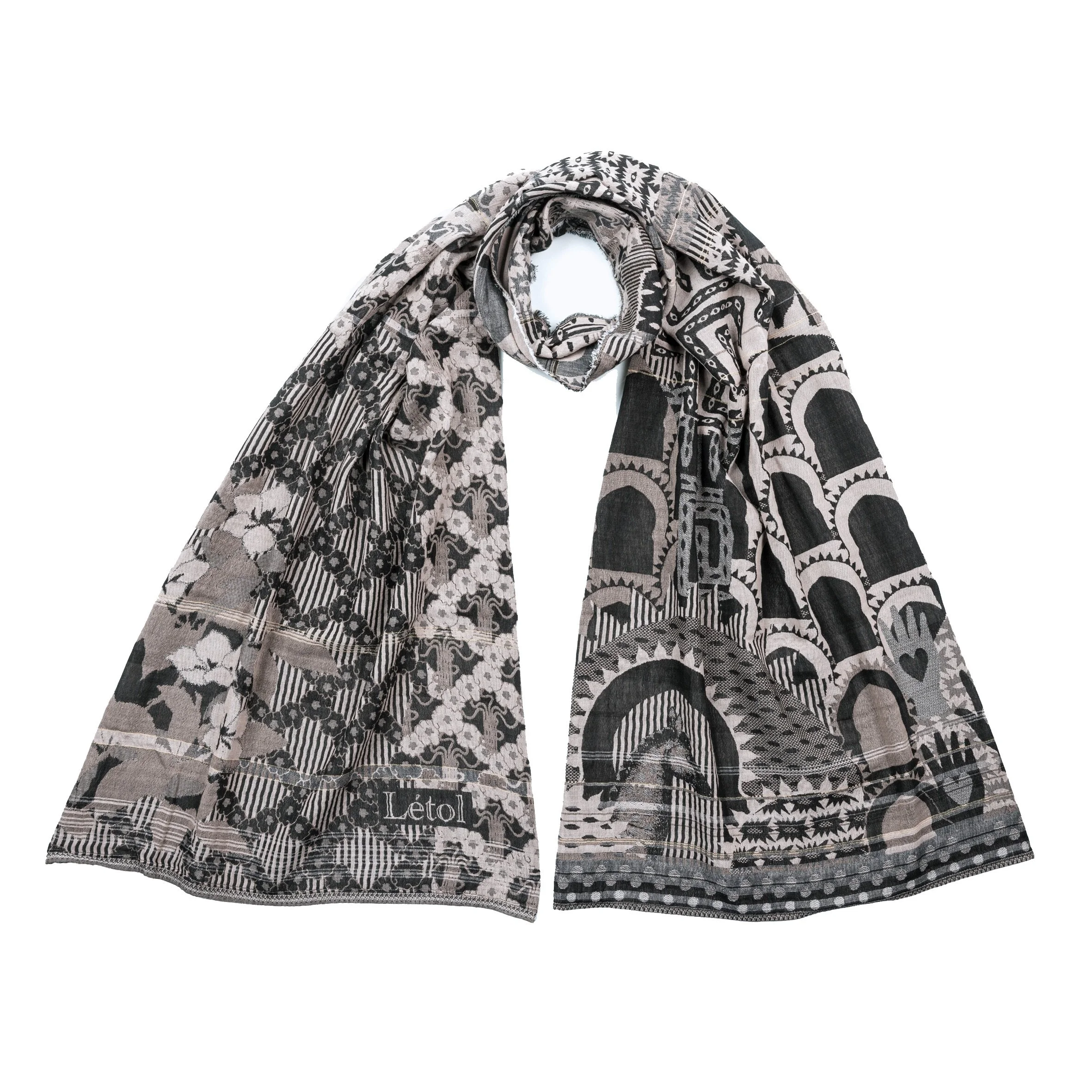 JASMINE 3 NERO - Létol Organic Cotton Scarf - Made in France - NEW STYLE for Spring 2026