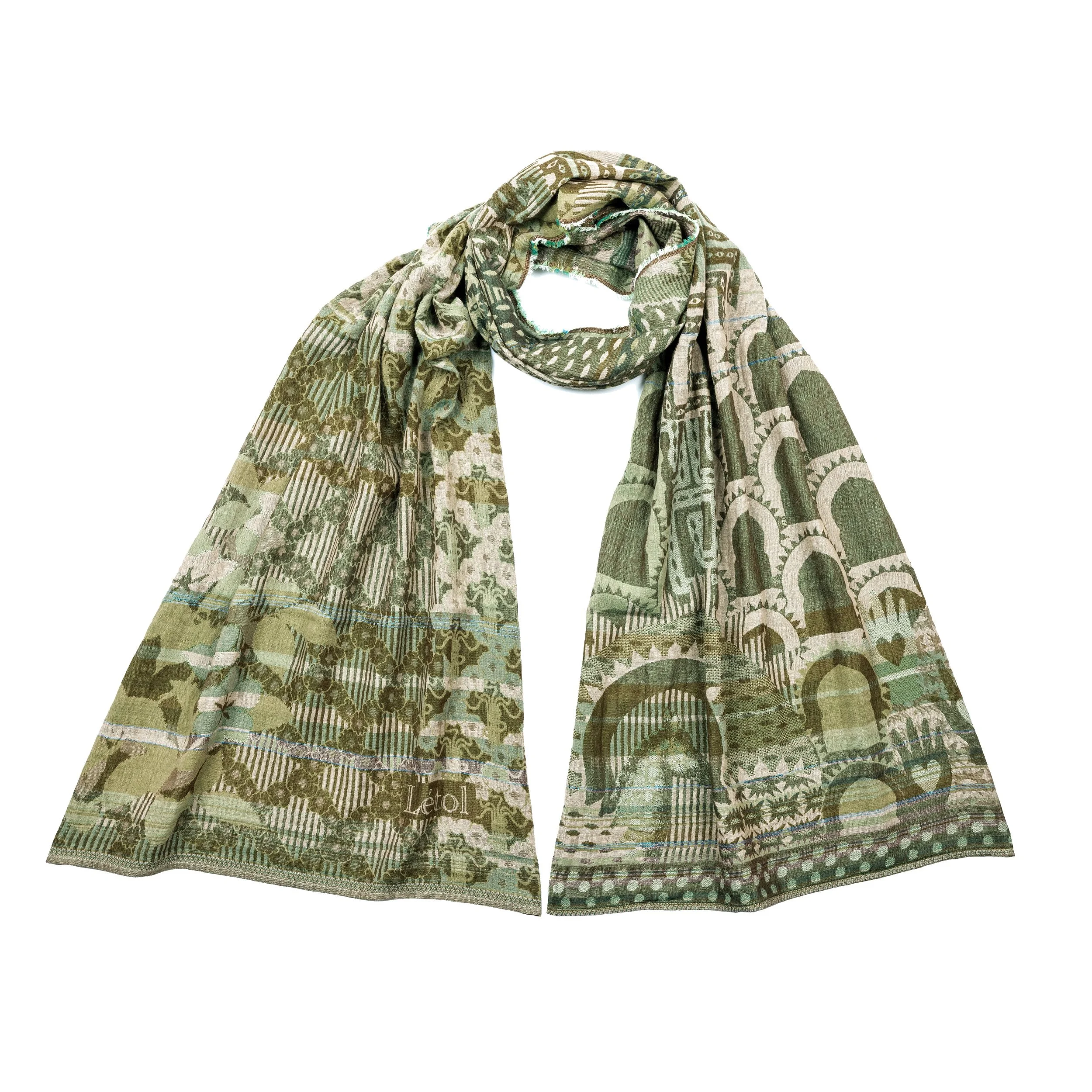 JASMINE K01 KAKI GREEN - Létol Organic Cotton Scarf - Made in France - NEW STYLE for Spring 2026