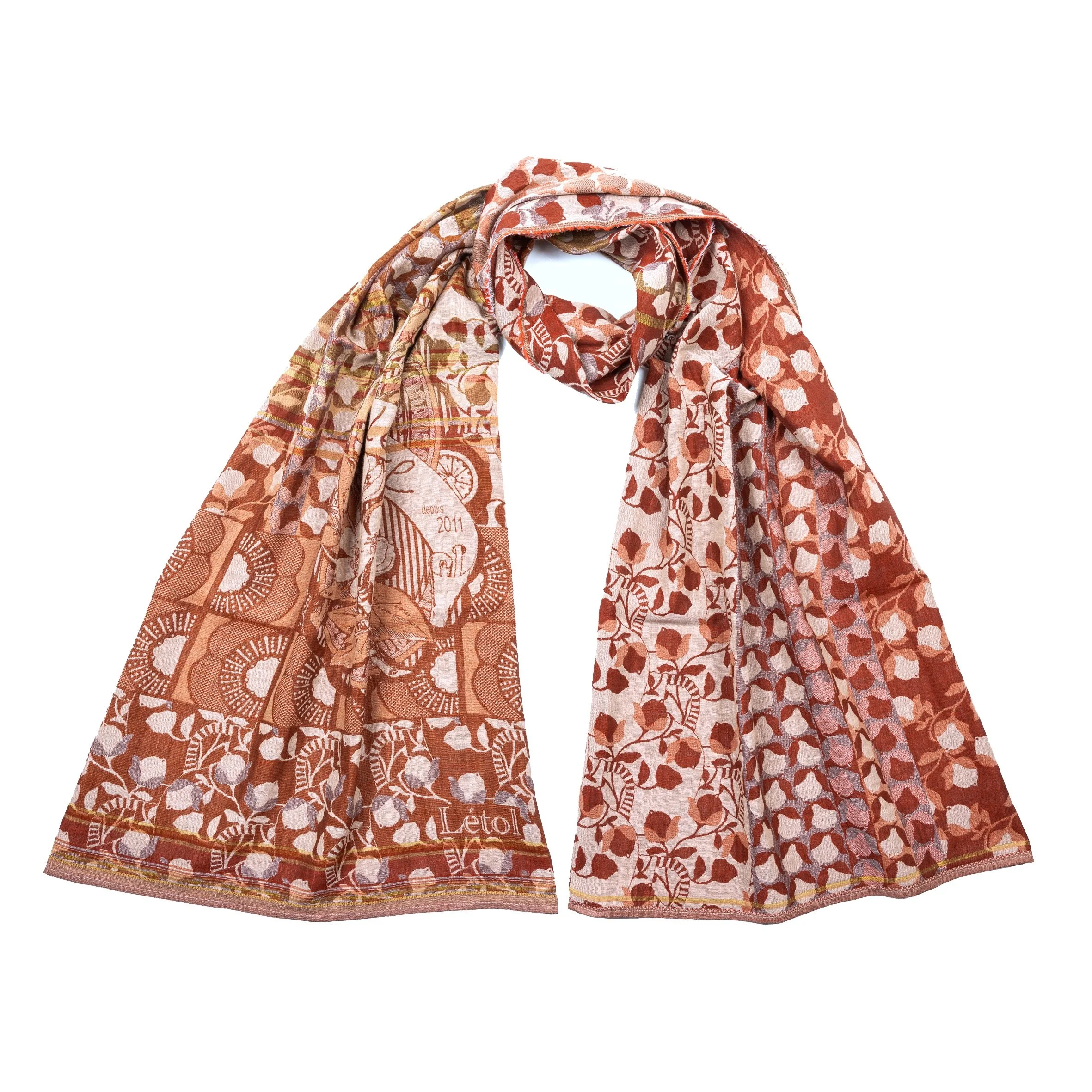 LINO K02 TOMETTE RED - Létol Organic Cotton Scarf - Made in France - NEW STYLE for Spring 2026