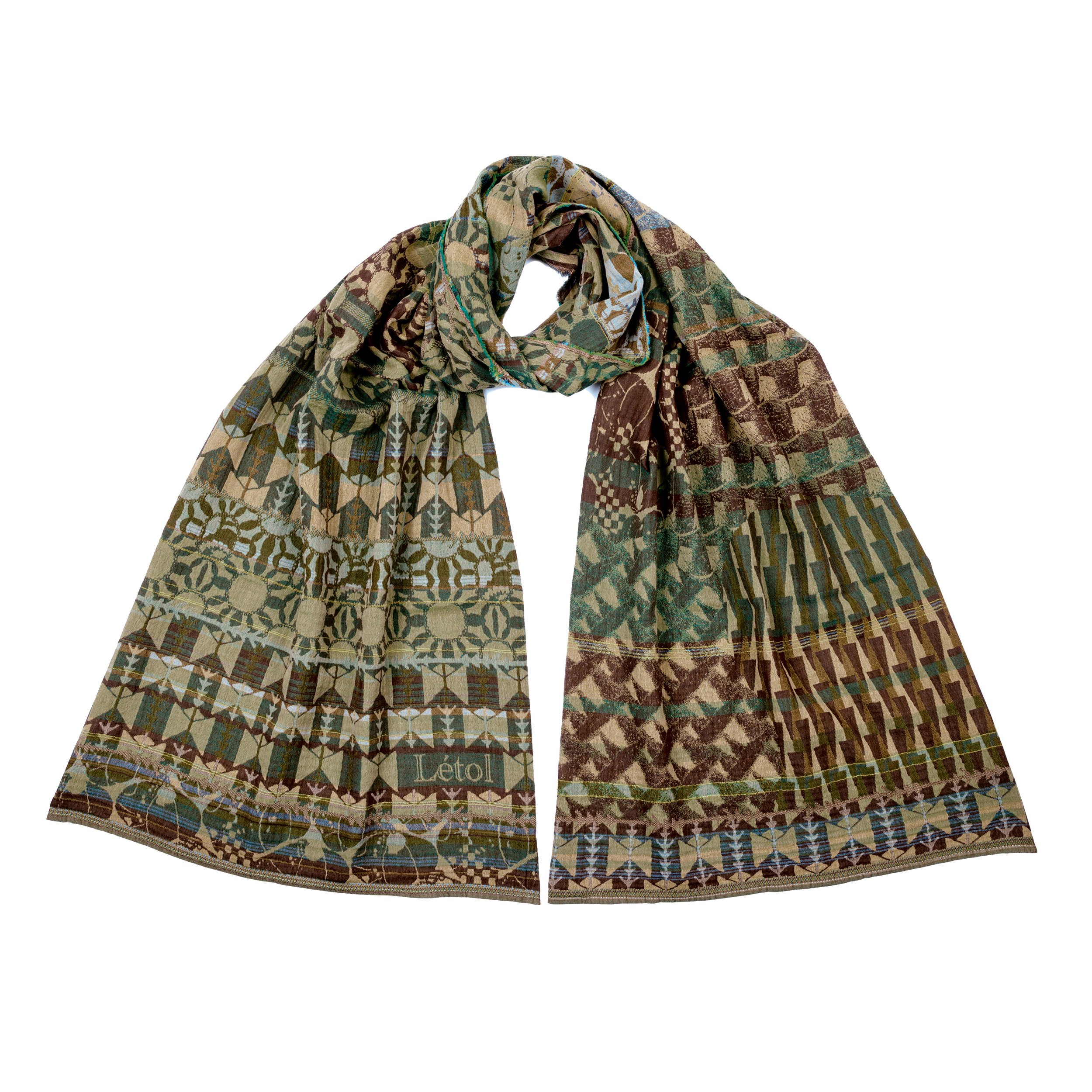 CÔME K02 LICHEN (Green) - Létol Organic Cotton Scarf, Made in France - Fall 2026 Novelty