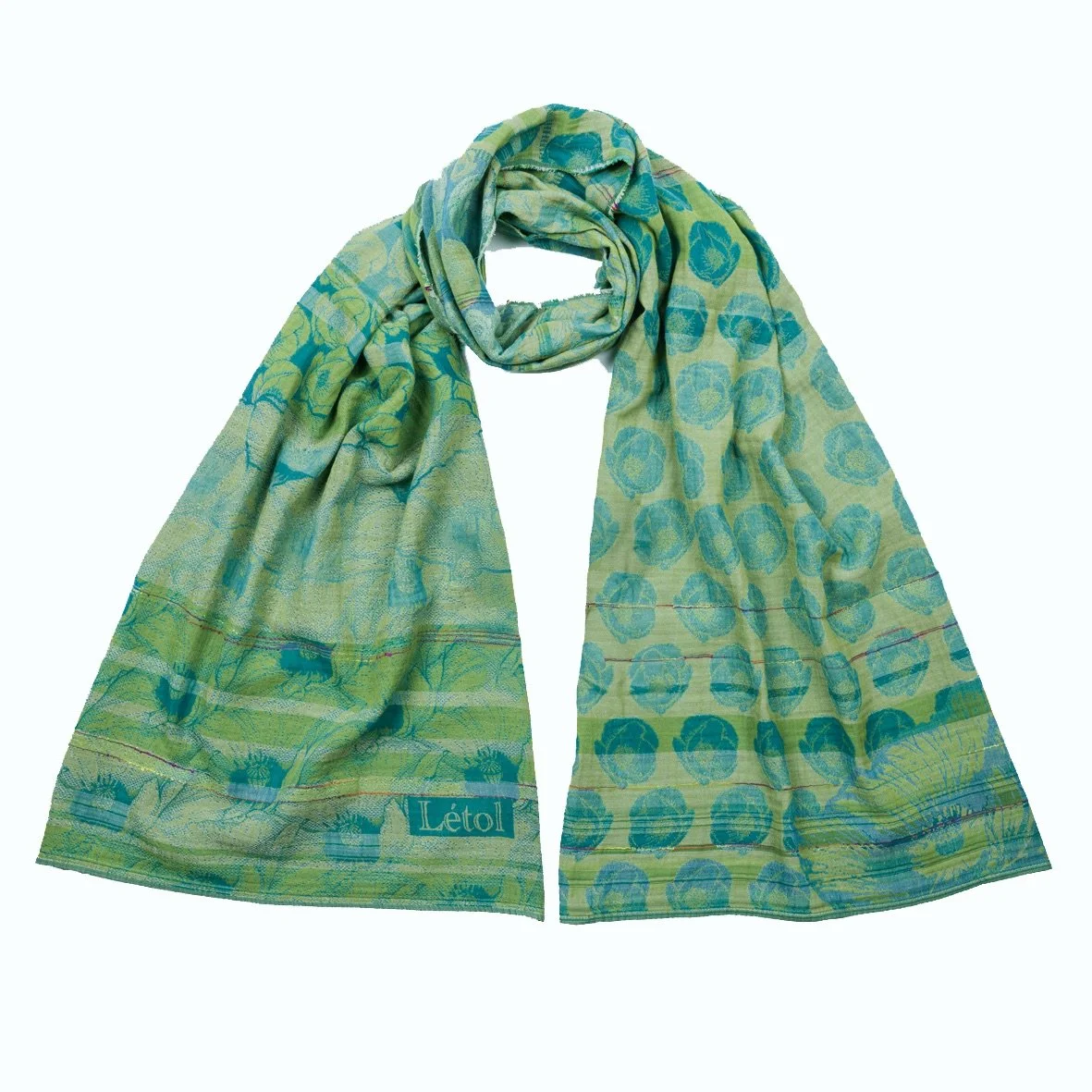STEPHANIE P01 AVENTURINE GREEN - Létol Organic Cotton Scarf - Made in France - NEW STYLE for Spring 2026