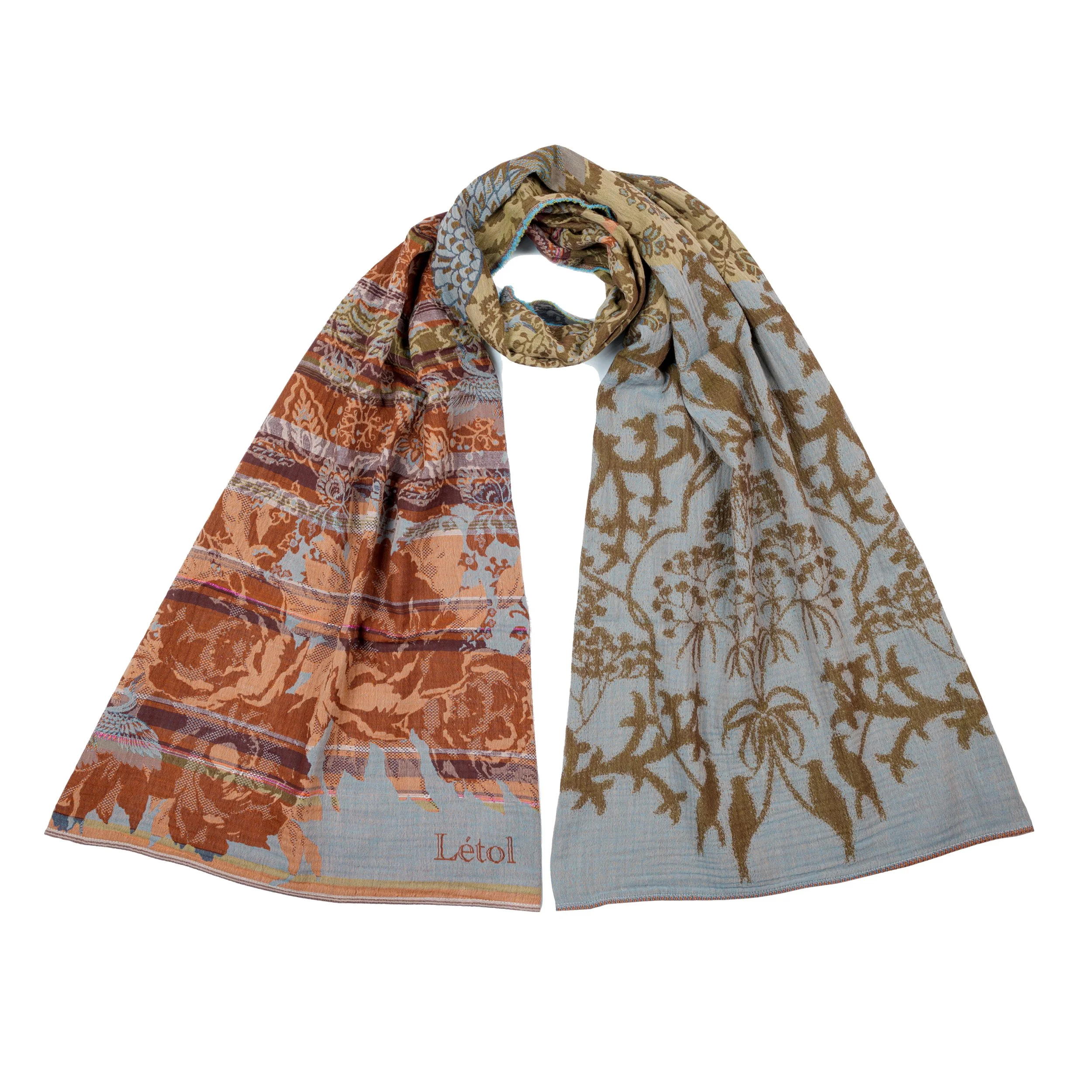 BRIDGET K01 AVOCAT CIEL - Létol Organic Cotton Scarf, Made in France - Fall 2026 Novelty