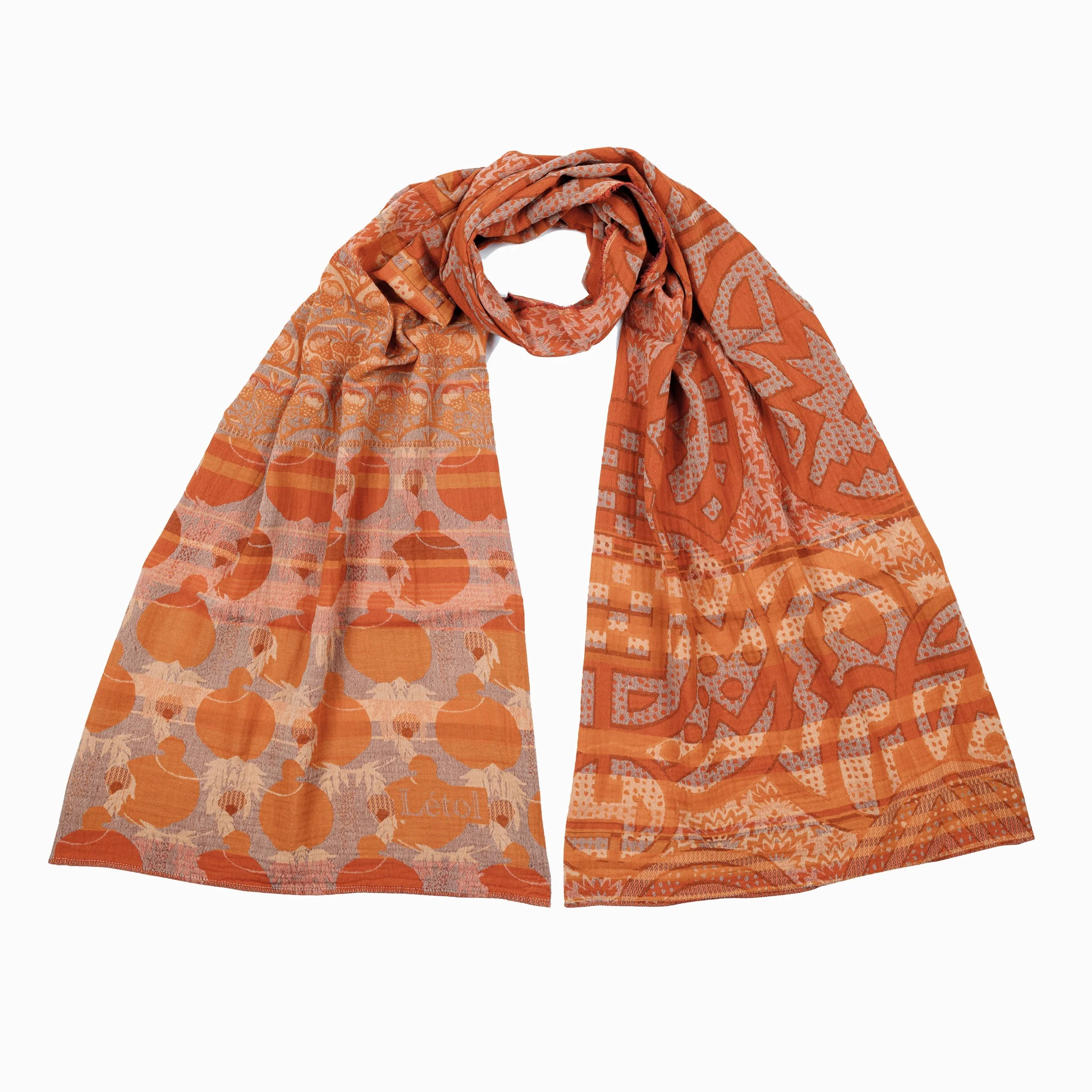 GISELE R02 ORANGE - Létol Organic Cotton Scarf, Made in France - Fall 2026 Novelty