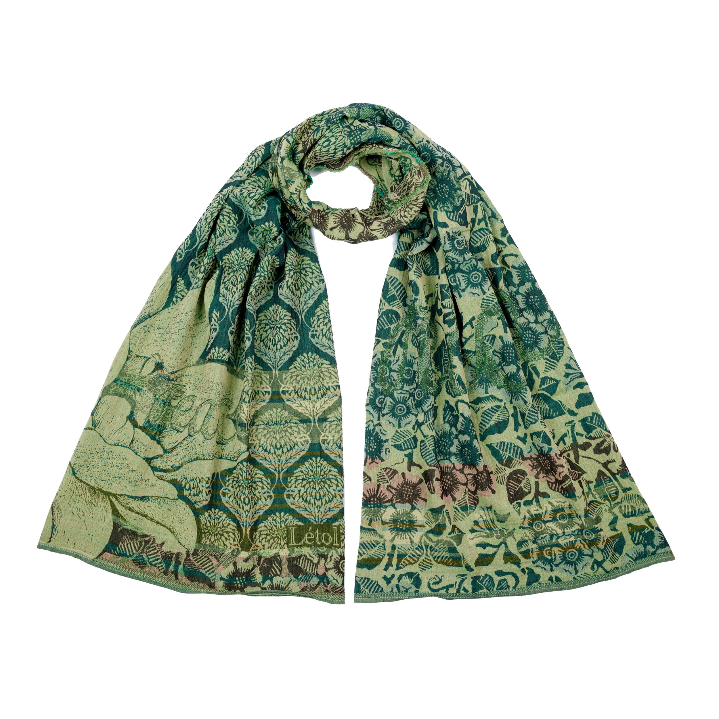 LOUISE 5 VERTS - Létol Organic Cotton Scarf, Made in France - Fall 2026 Novelty