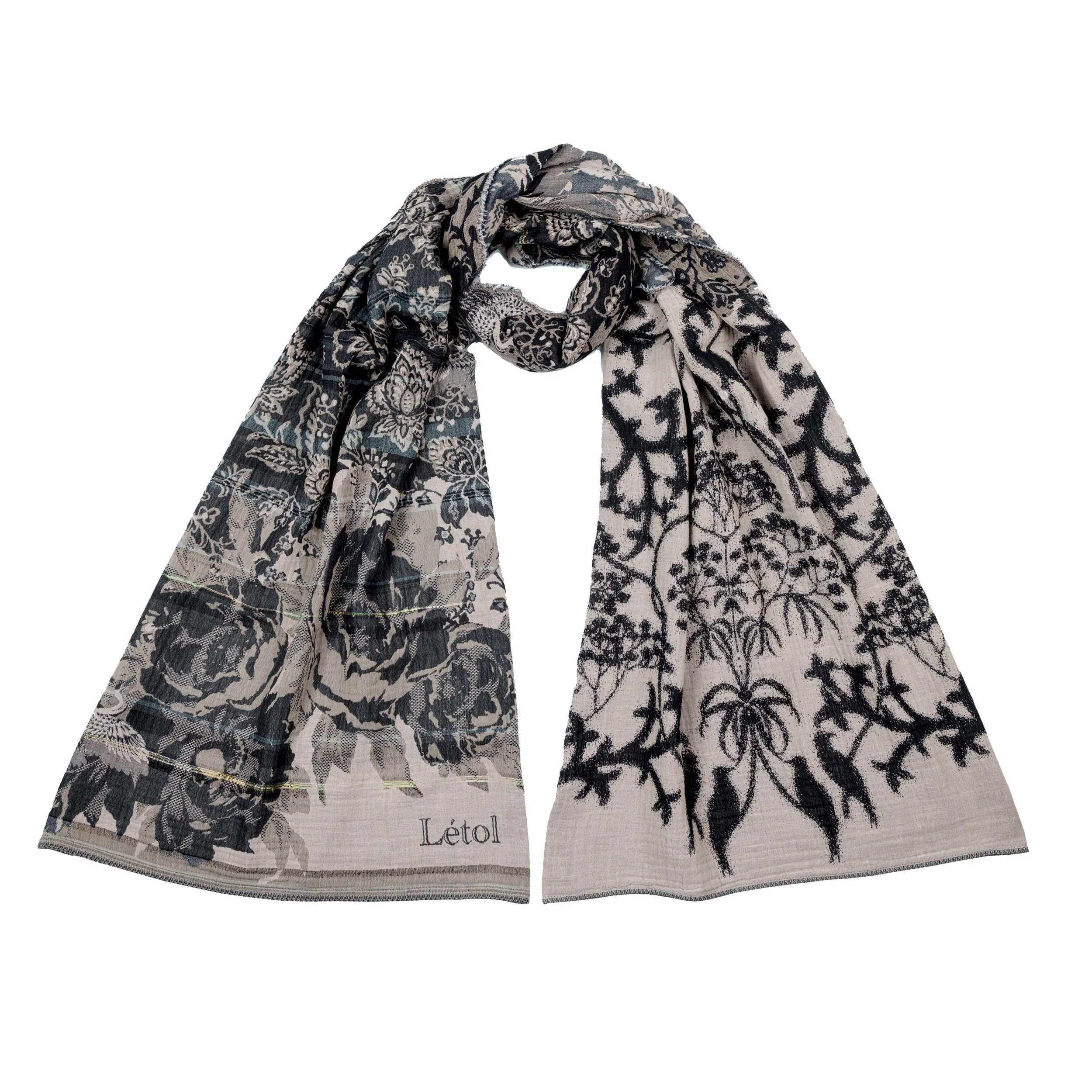 BRIDGET 1 TERRIL BLACK - Létol Organic Cotton Scarf, Made in France - Fall 2026 Novelty