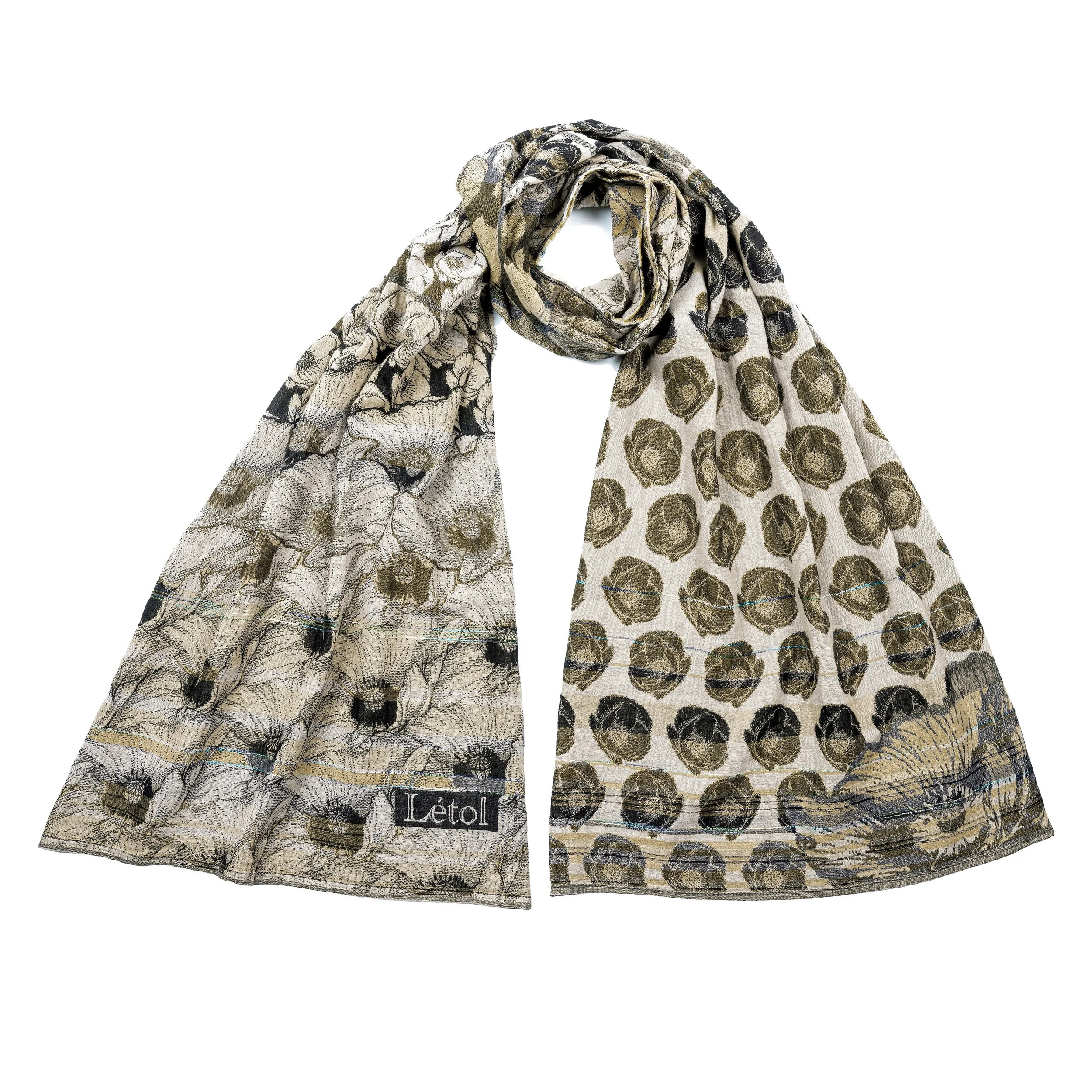 STEPHANIE 3 LAITON NOIR - Létol Organic Cotton Scarf - Made in France - NEW STYLE for Spring 2026