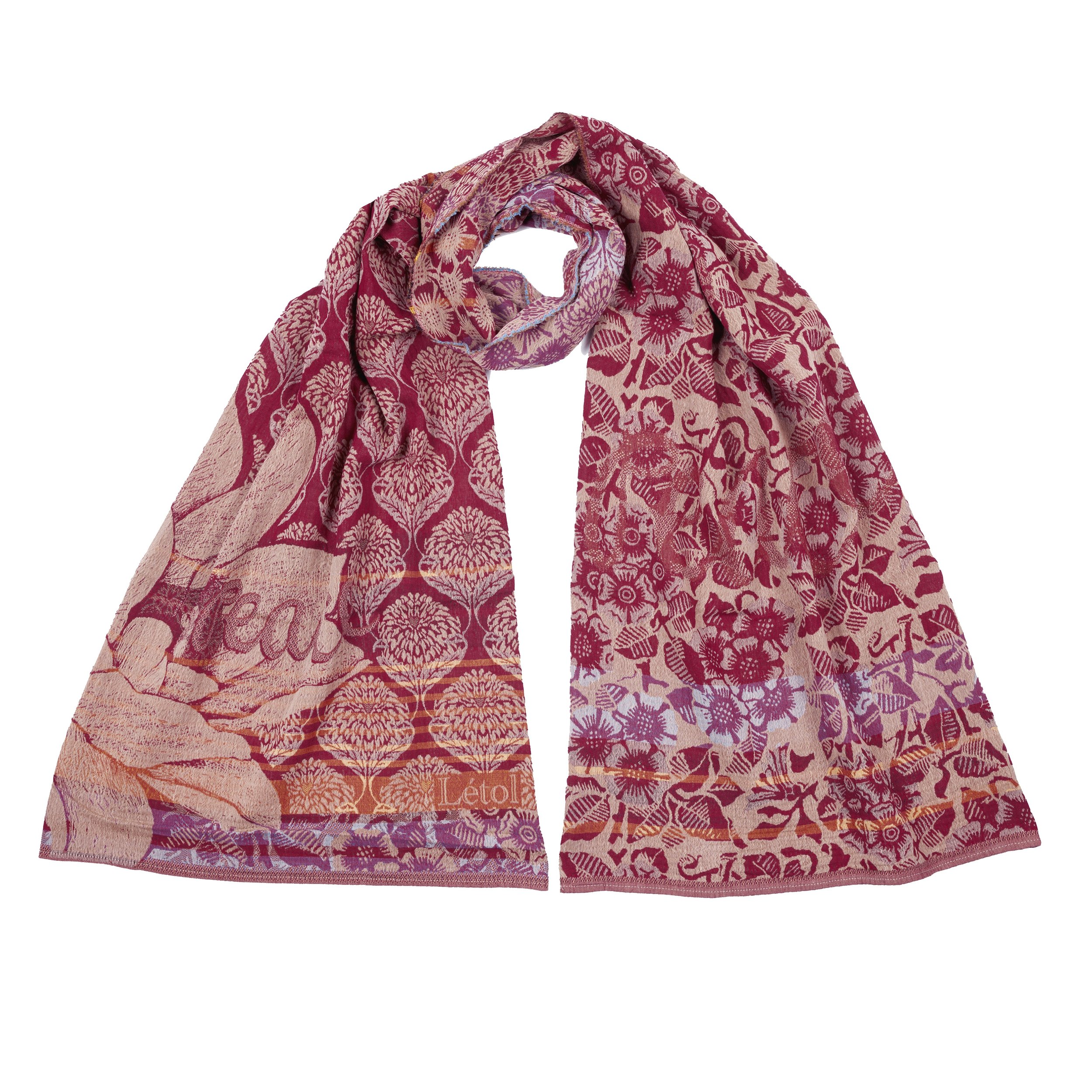 LOUISE 802 QUETSCHE (Red) - Létol Organic Cotton Scarf, Made in France - Fall 2026 Novelty