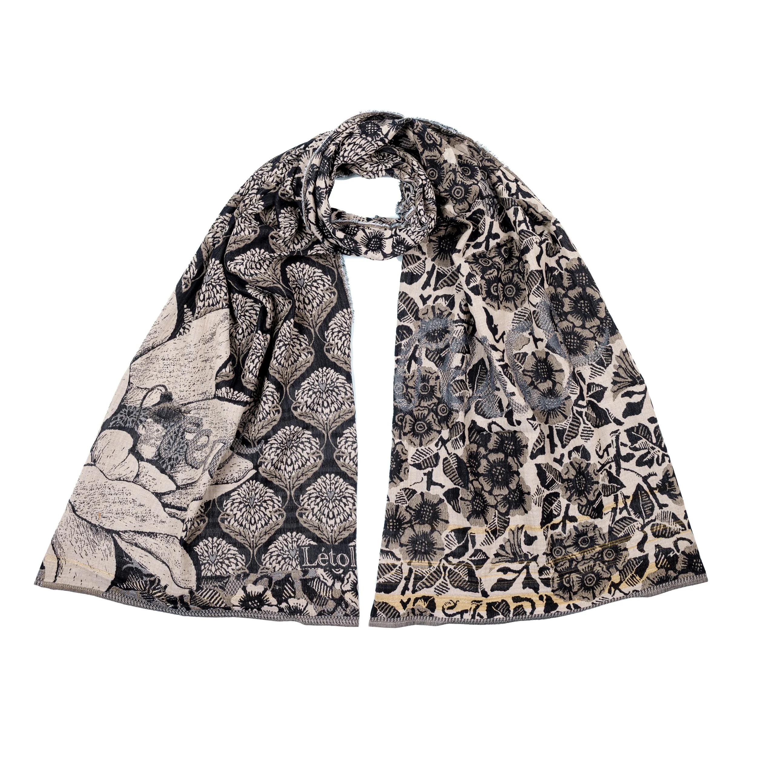 LOUISE 2 NOIR - Létol Organic Cotton Scarf, Made in France - Fall 2026 Novelty