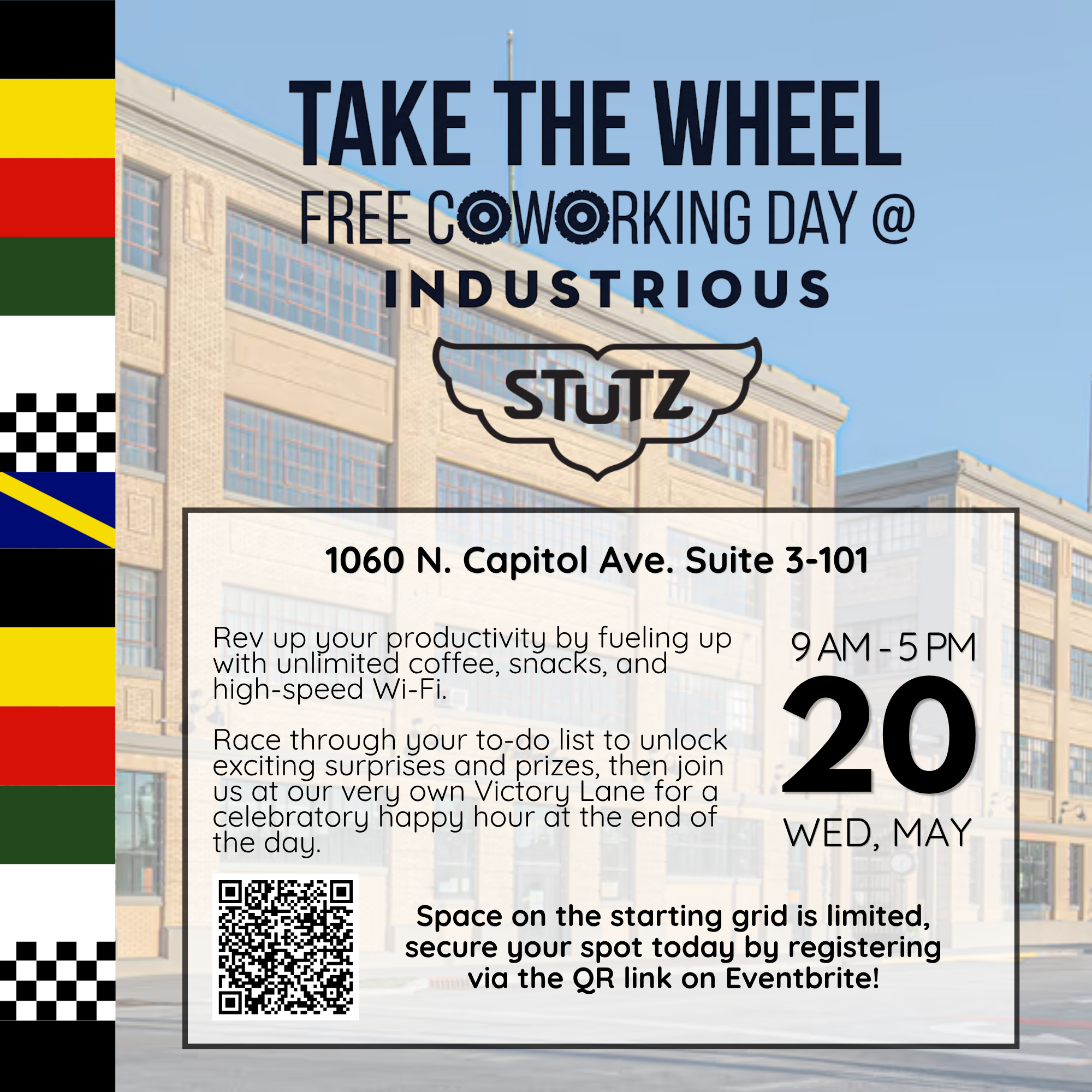 Take the Wheel: Free Coworking Day at Industrious the Stutz