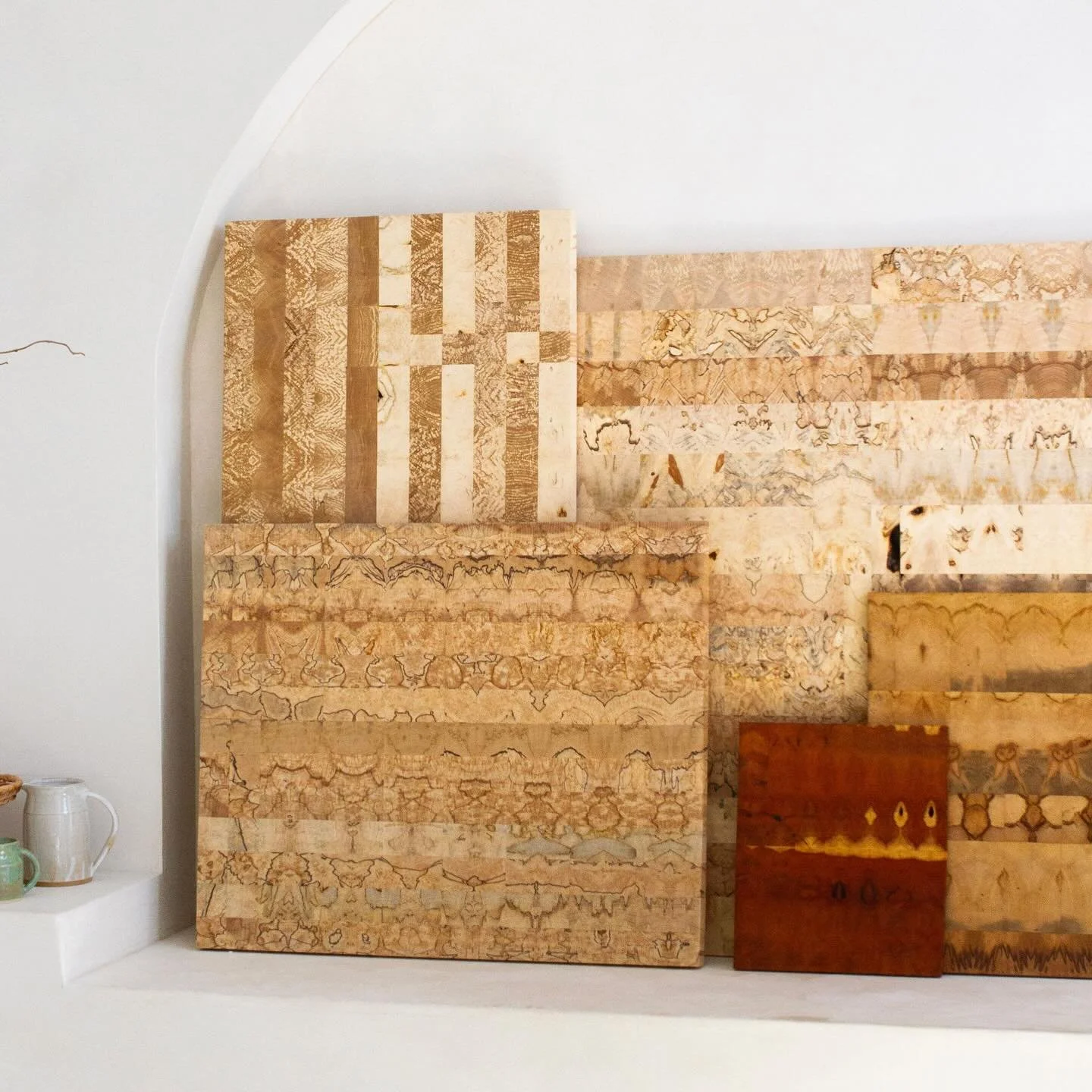 A collage of my latest pieces. 

I still find it so intriguing how different wood grains can create such different textures, colours and overall aesthetics. Each species and is different and each tree plank I use is unique, making these pieces truly 