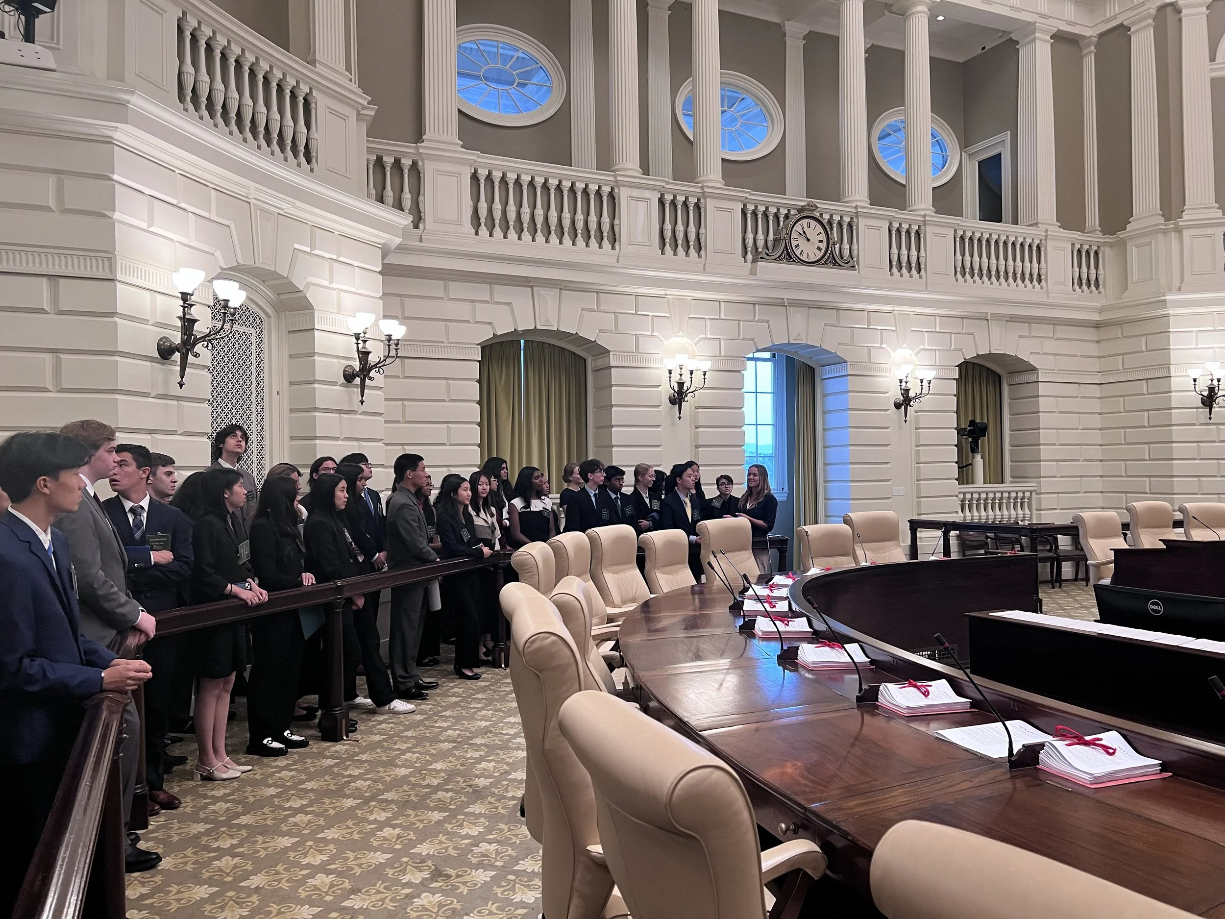 A tour of the Massachusetts State House takes the students to the Senate floor