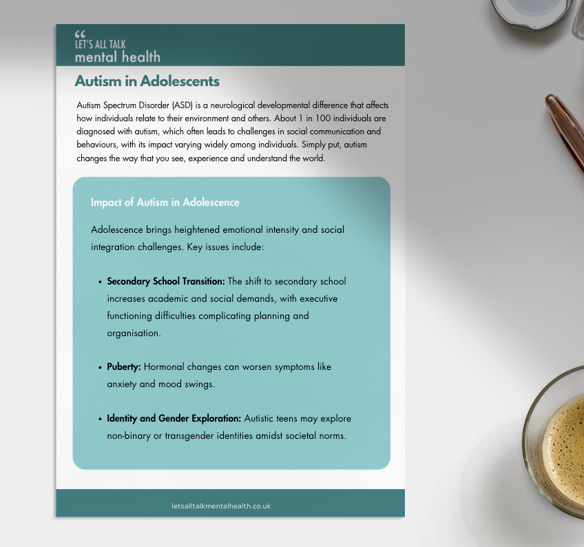 factsheet about autism in adolescence