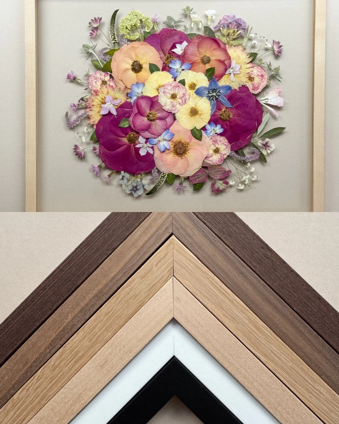 Gift wrapping decorated with pressed greenery