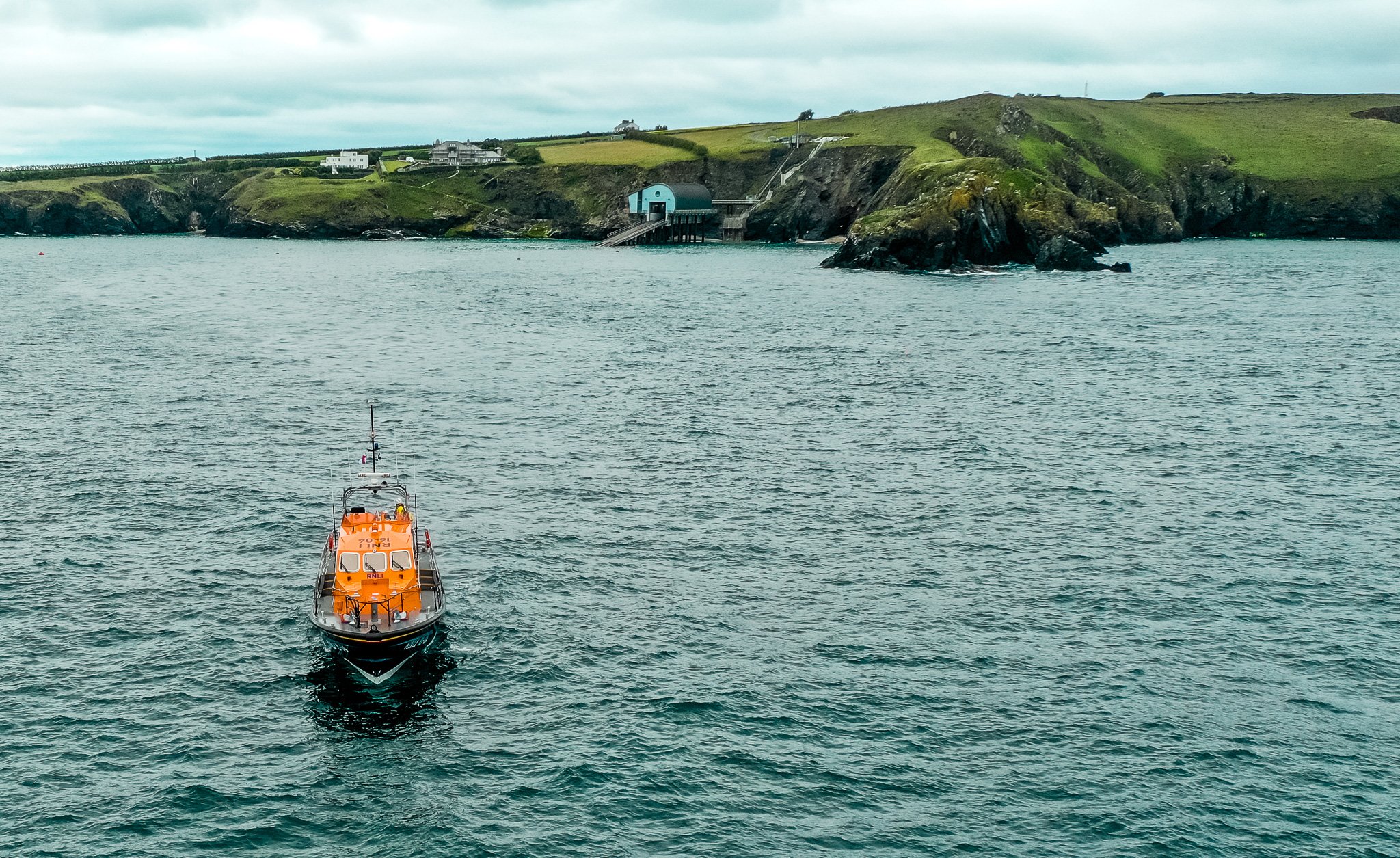 Padstow lifeboat after launch at Trevose Head