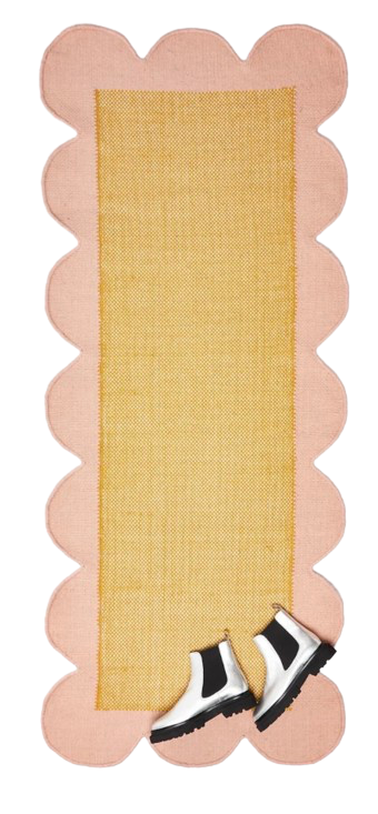Oliver Bonas: Cecily Handwoven Scalloped Mustard Wool Runner Rug, £95
