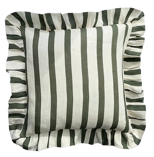 Amuse La Bouche: Olive and Ivory Thin Stripe Cushion Cover, £70
