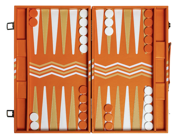 Decoralist: Orange Leather Backgammon, £185