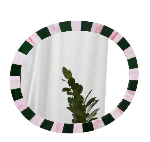 Oliver Bonas: Alyssa Pink & Green Glass Wall Mirror, £89