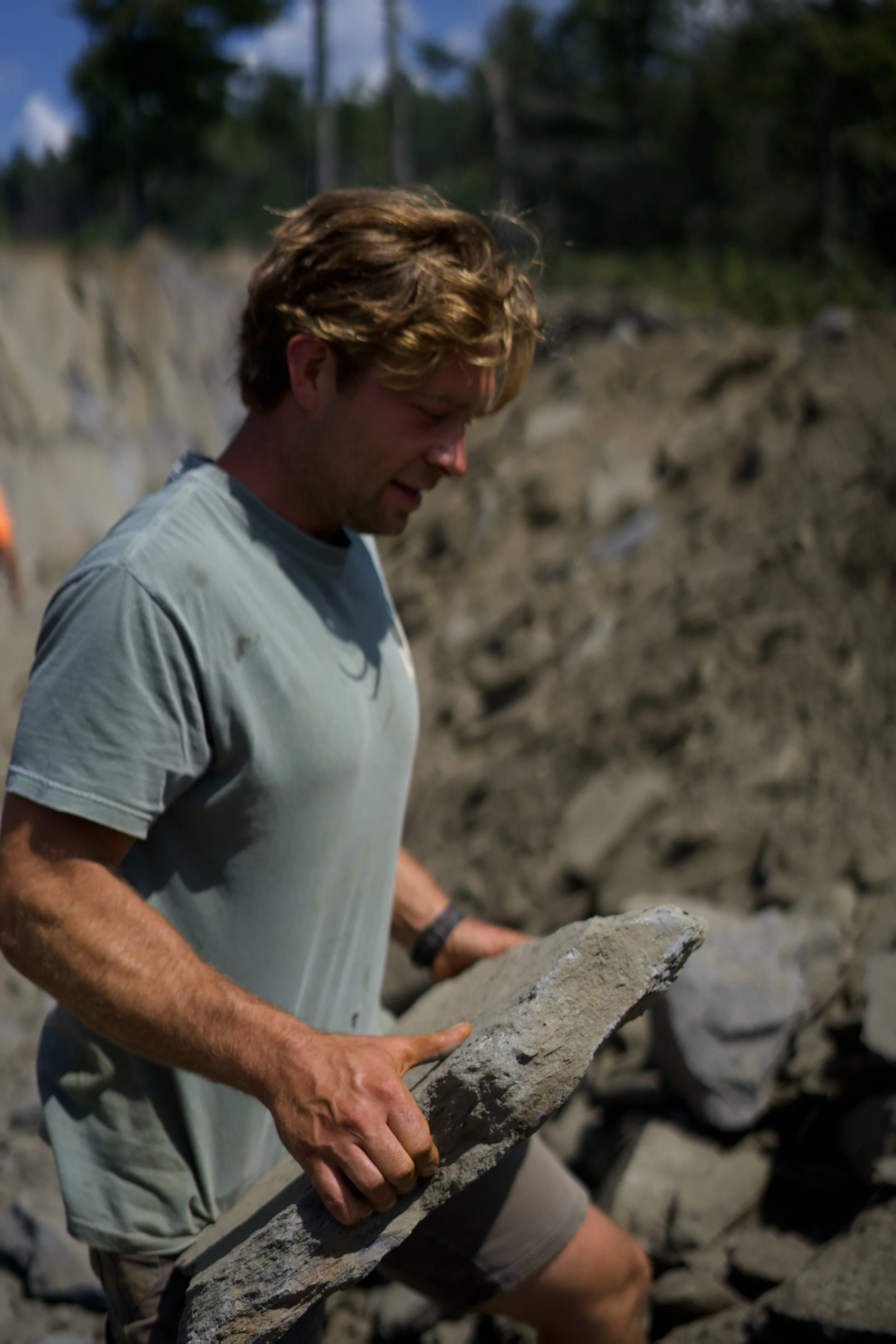 Owener Kevin Ward Picking out rocks for upcoming projects. 