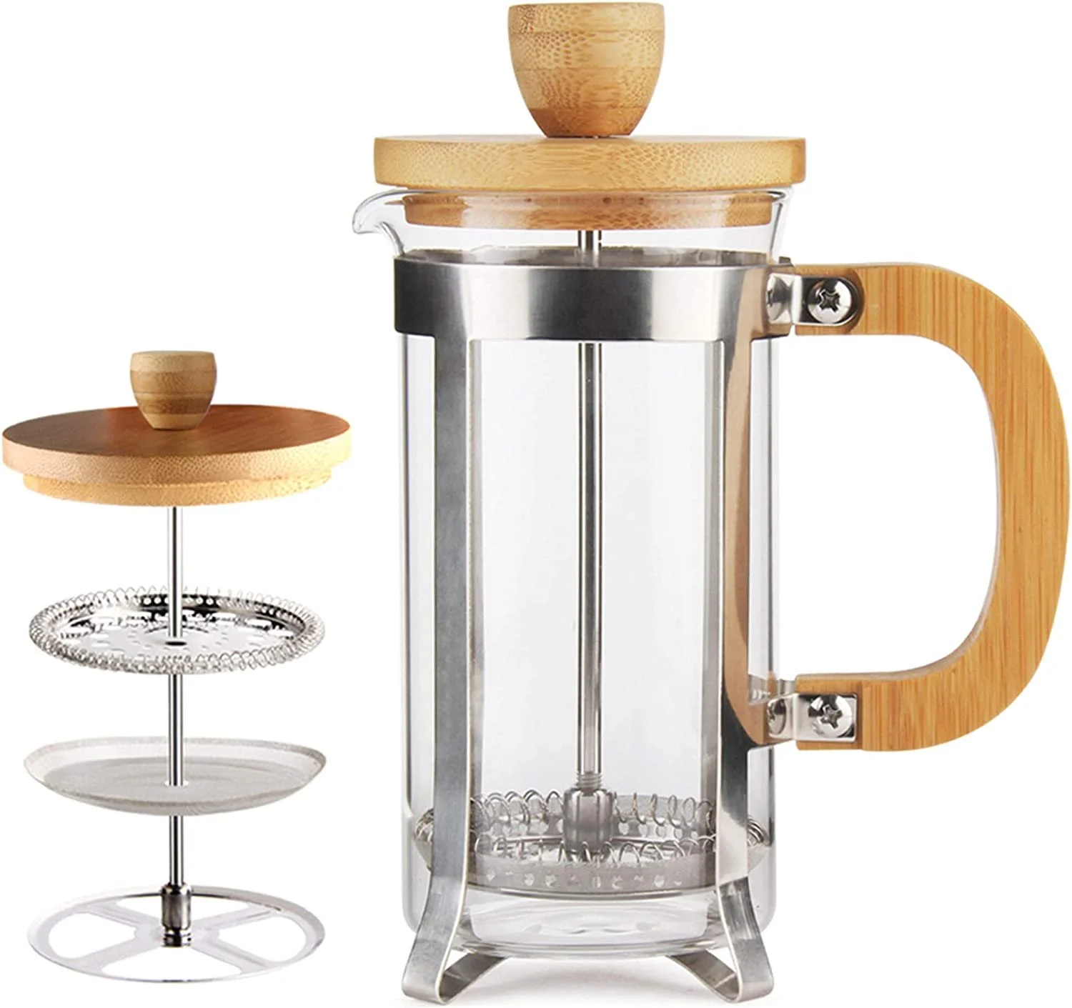 Sivaphe 12 oz French Press Coffee/Tea Maker Single Server Small Espresso Press with Stainless Steel Filter 0.35L High Borosilicate Carafe