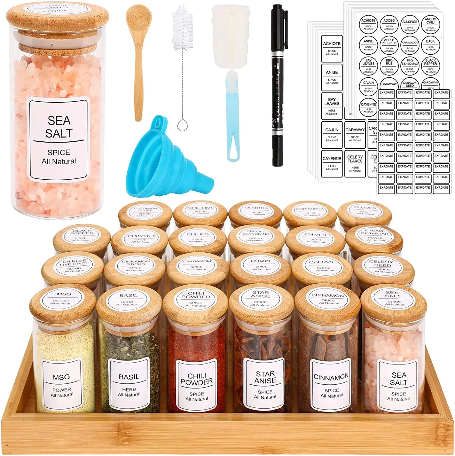 Spice Jars with Label and Organizer
