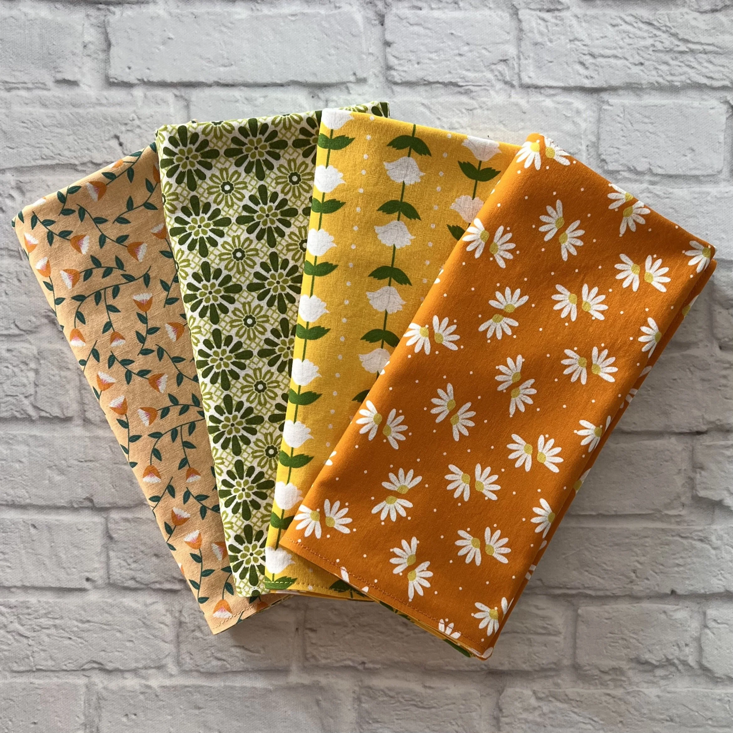 Retro Blooms Green Variety Large Napkins