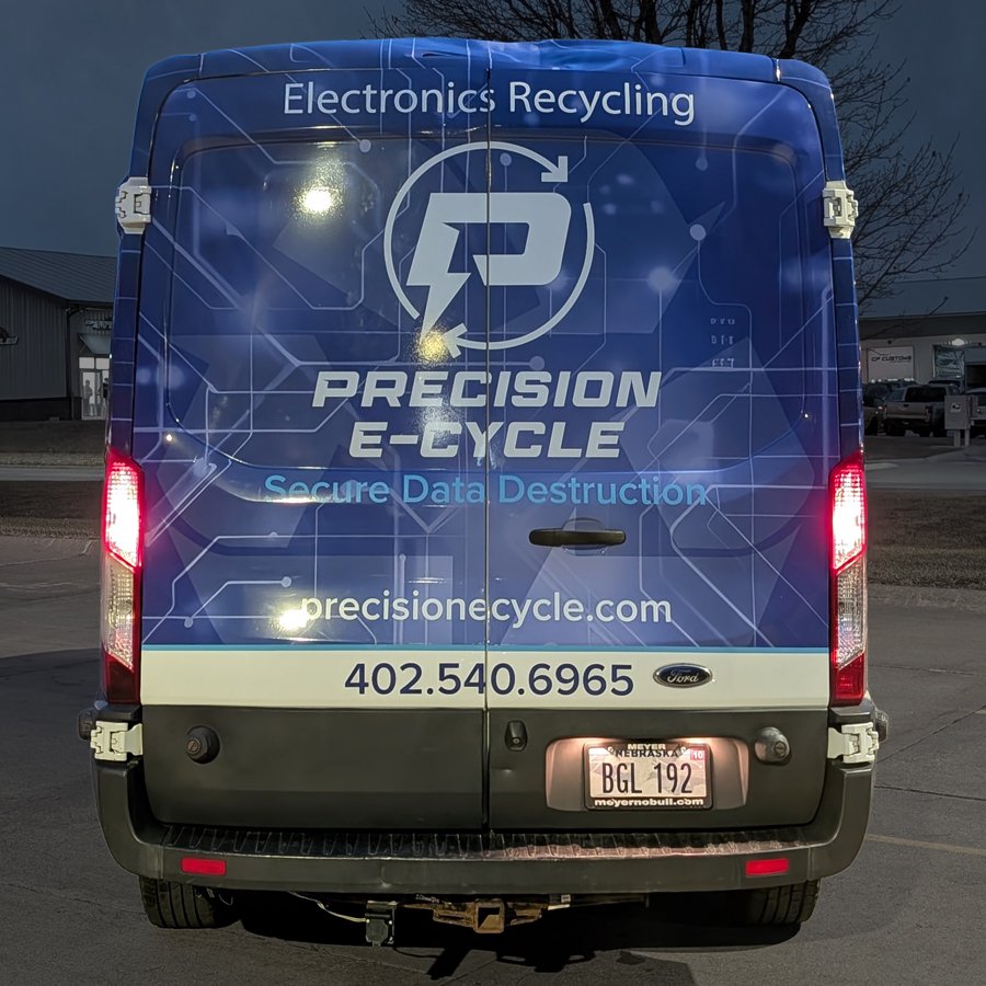 blue color scheme design for modern tech company on a partial 3m wrap