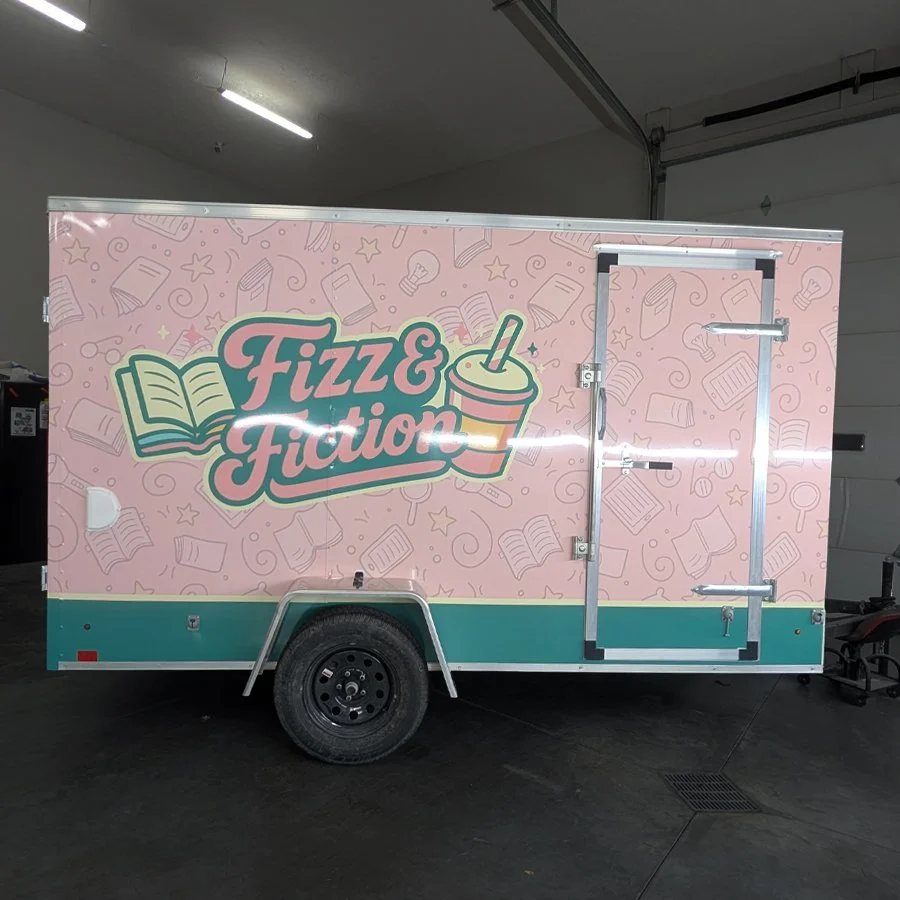 full commercial wrap on small enclosed trailer for mobile business