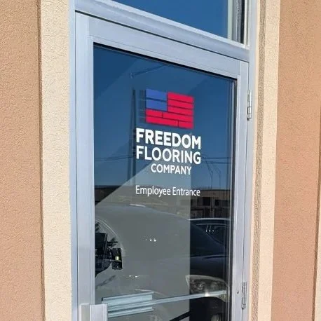 Window decals for employee entrance door