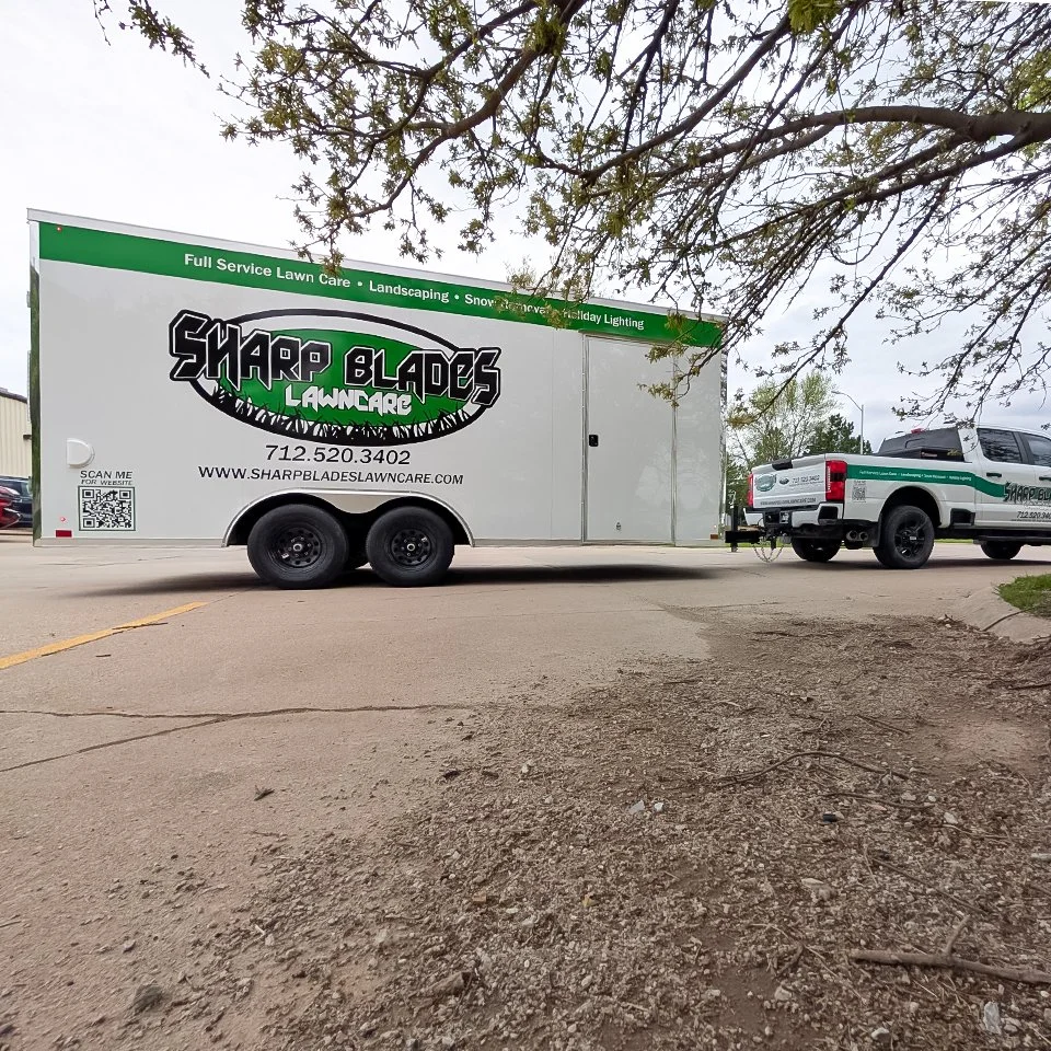 spot graphics on trailer for lawn care business