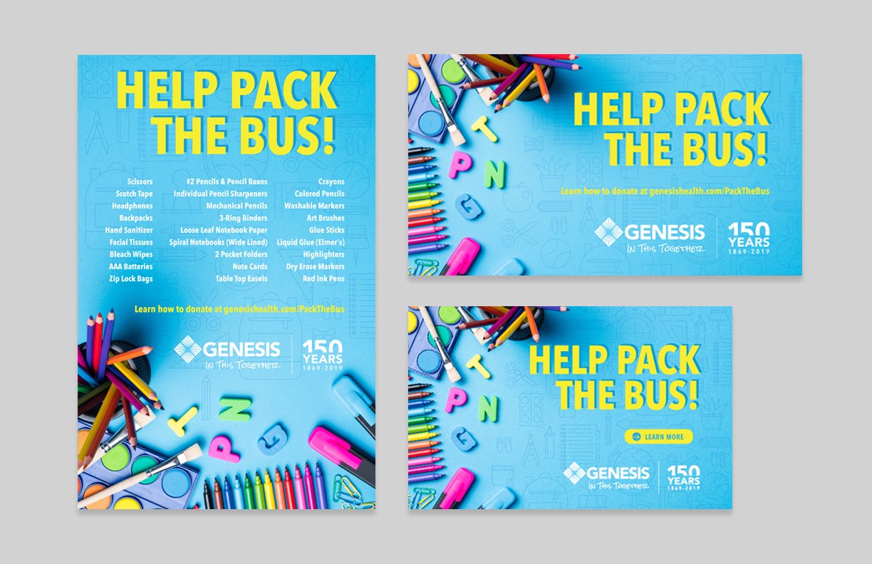 Pack the Bus Event Collateral (digital and print)